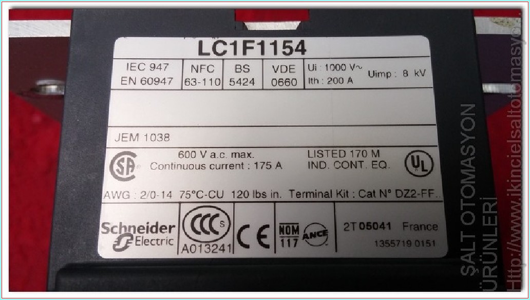 TELEMECANİQUE LC1F1154 LC1 F115 4 4 KUTUPLU KONTAK BOBİNİ 110V KONTAKTÖR