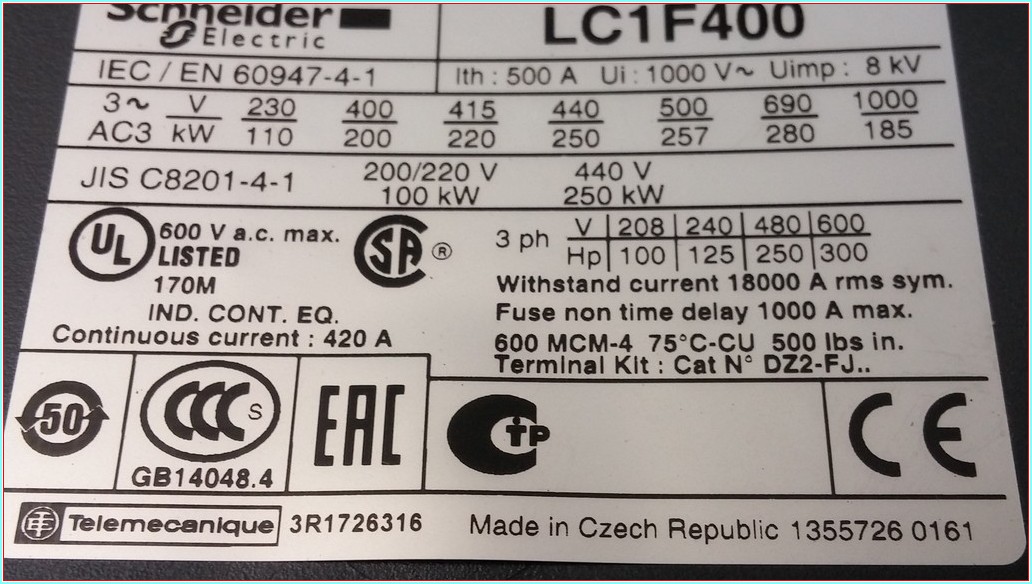 SCHNEİDER LC1F400 500A KONTAKTÖR SIFIR ENERJİ GECMEMİŞ SIFIRDAN FARKI FİYATI