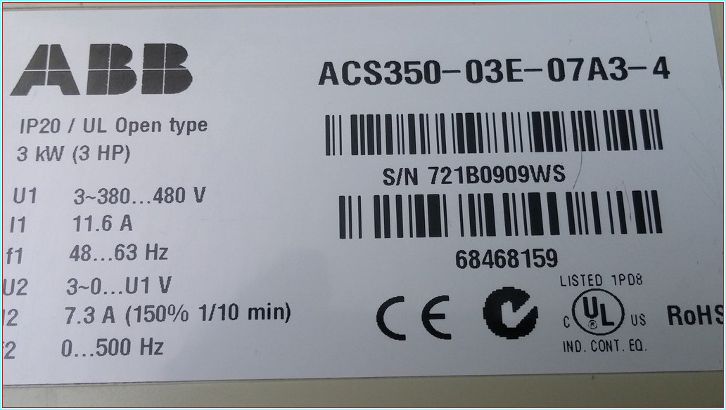 ABB ACS350-03E-07A3-4 3 KW 380 480V ABB ACS350 SÜRÜCÜ 