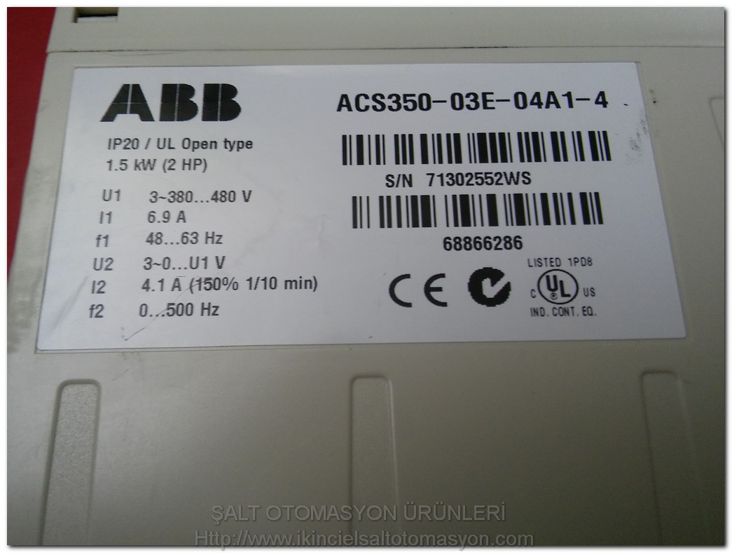 ABB ACS350-03E-04A1-4 1,5 KW 380-480V ABB ACS350  SÜRÜCÜ