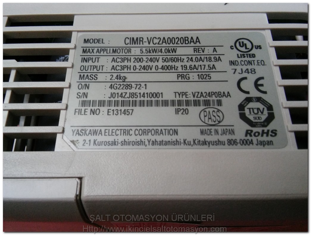 YASKAWA CIMR-VC2A0020BAA V1000 5,5KW INPUT 200-240V 3X220 5,5KW SIFIR KUTUSUZ SÜRÜCÜ