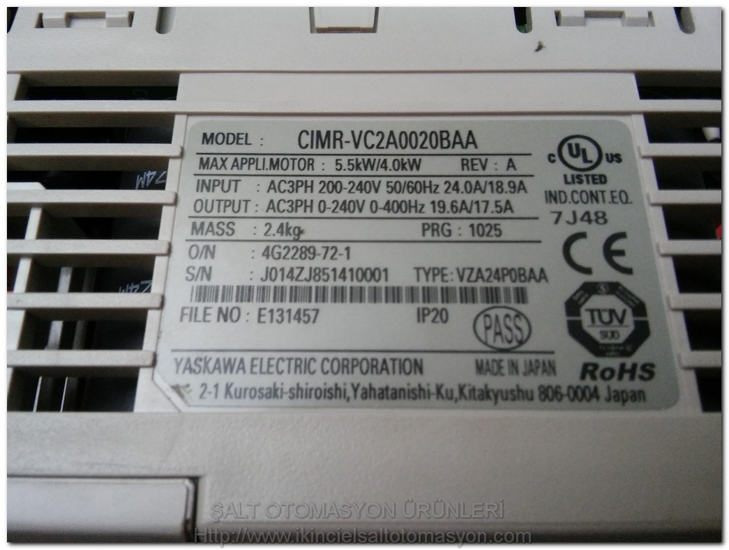 YASKAWA CIMR-VC2A0020BAA V1000 5,5KW INPUT 200-240V 3X220 5,5KW SIFIR KUTUSUZ SÜRÜCÜ