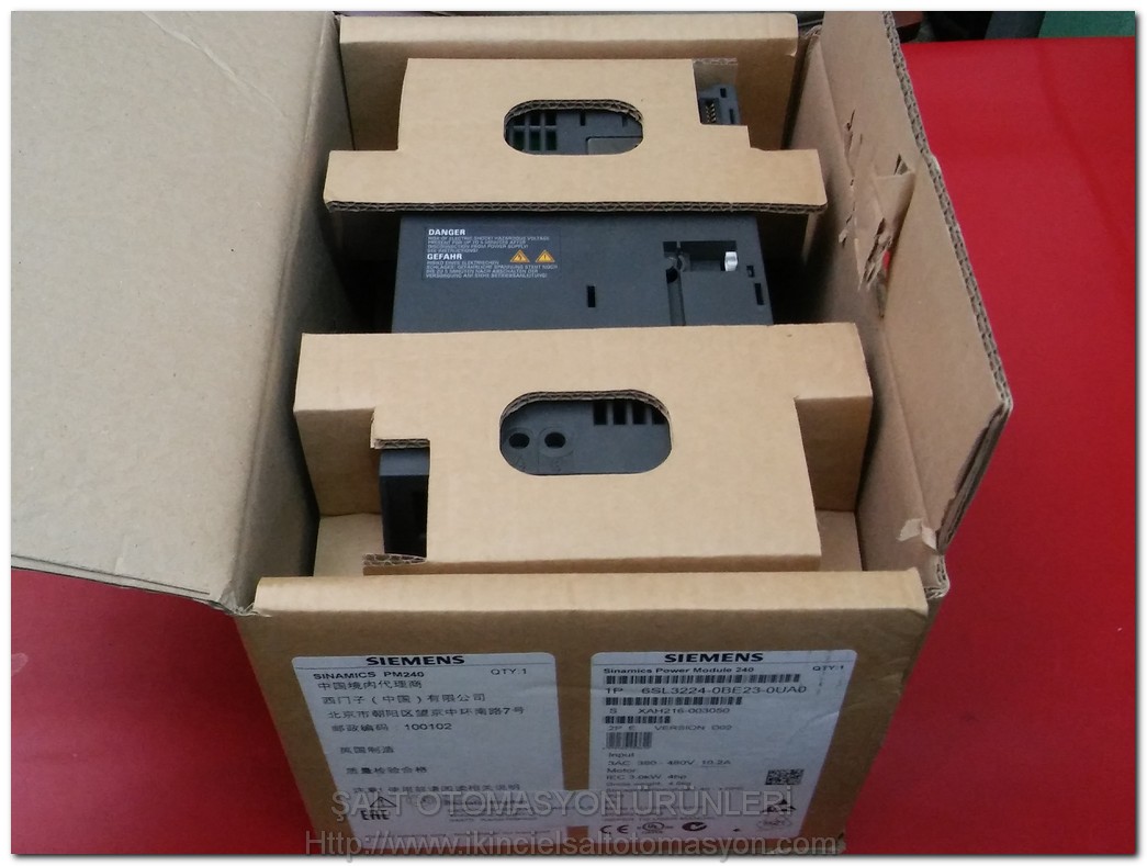 SIEMENS 6SL3224-0BE23-0UA0 MODULE 240 VERSION D02 3KW 10,2A SÜRÜCÜ SIFIR KUTULU