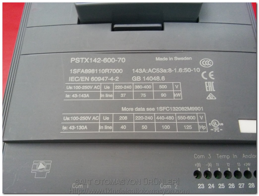 ABB PSTX142-600-70 1SFA898110R7000 75KW 143A YUMUŞAK YOL VERME
