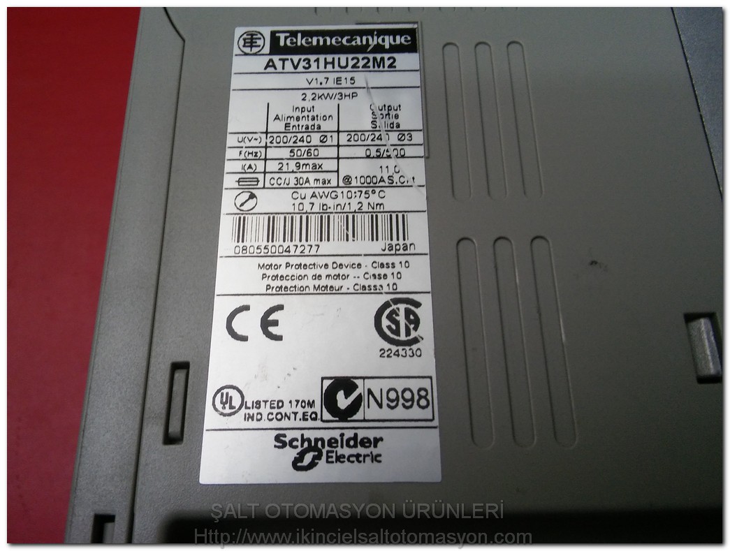 TELEMECANİQUE ATV31HU22M2 ALTİVAR 31 ATV31 ATV 31 2,2KW SÜRÜCÜ 200240V