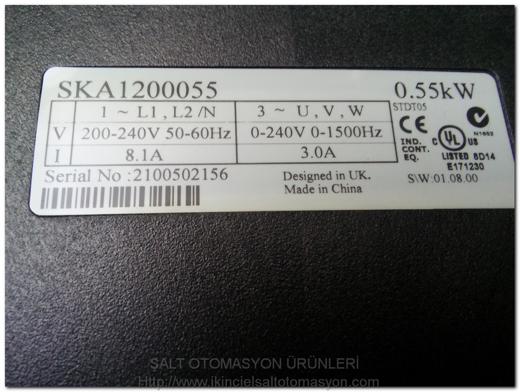 EMERSON SKA1200055 CONTROL TECHNIQUES COMMANDER SK 0,55KW SÜRÜCÜ 1500HZ