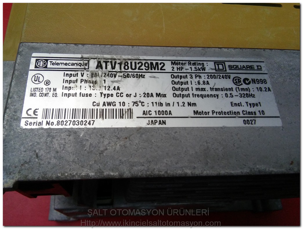TELEMECANİQUE ATV18U29M2 ALTİVAR 18 ATV18 ATV 18 1,5KW SÜRÜCÜ
