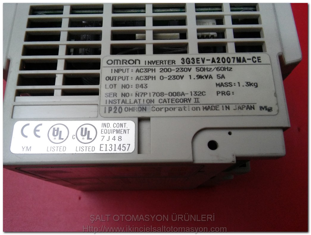 OMRON 3G3V-A2007MA-CE SYS DRIVE 3G3VINVERTER 1,9KVA 0,75KW SÜRÜCÜ