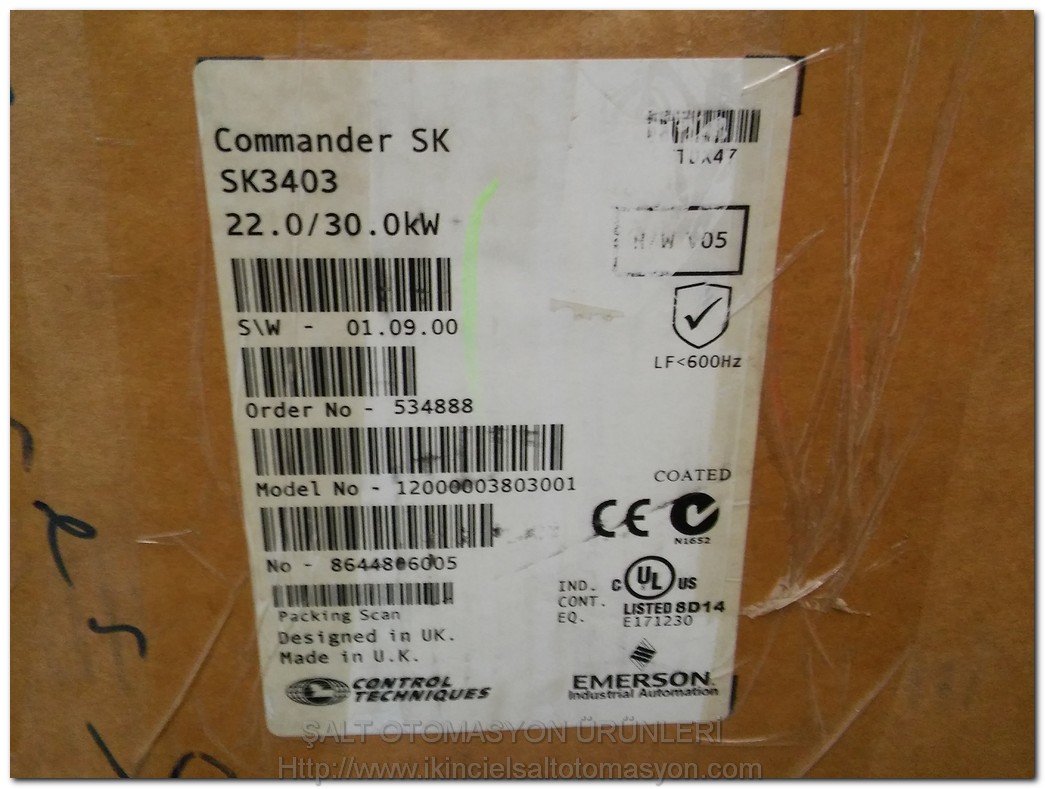 EMERSON CONTROL TECHNIQUES COMMANDER SK SK3403 SK 3403 30,0KW SIFIR KUTULU SÜRÜCÜ