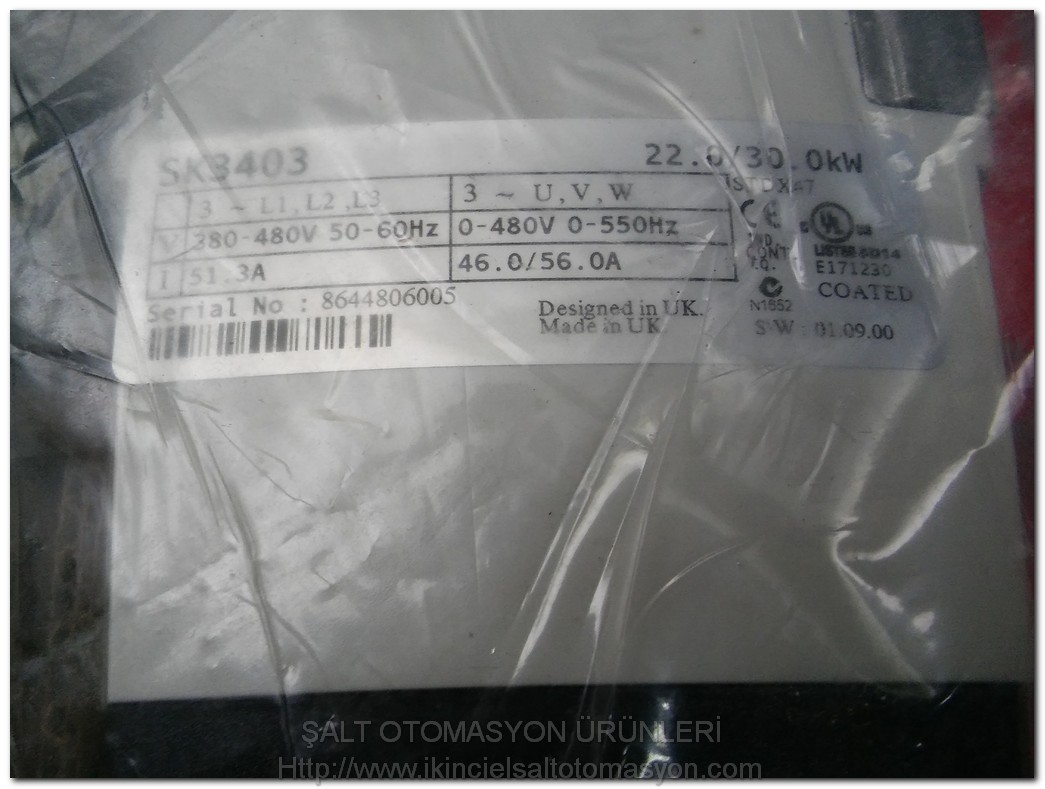 EMERSON CONTROL TECHNIQUES COMMANDER SK SK3403 SK 3403 30,0KW SIFIR KUTULU SÜRÜCÜ