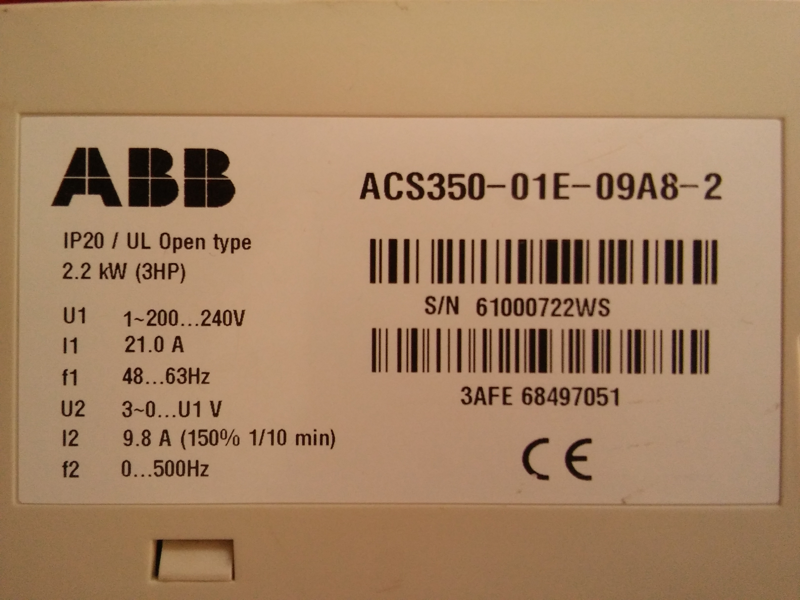 ABB ACS350-01E-09A8-2 2,2KW INVERTER 2,2 KW SÜRÜCÜ