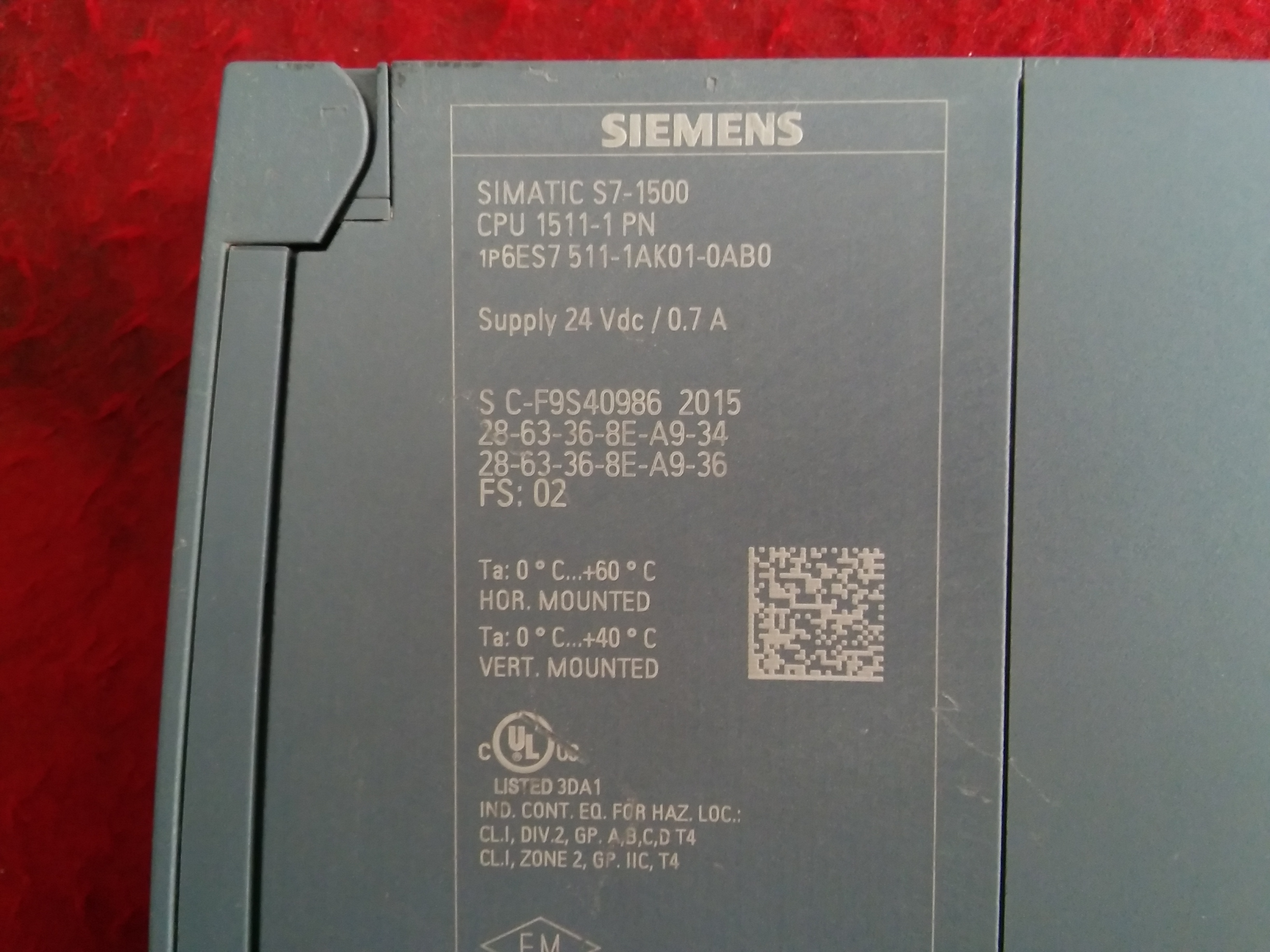 SIEMENS 6ES7 511-1AK01-0AB0 6ES7511-1AK01-0AB0 SIMATIC S7-1500 CPU 1511-1 PN PLC