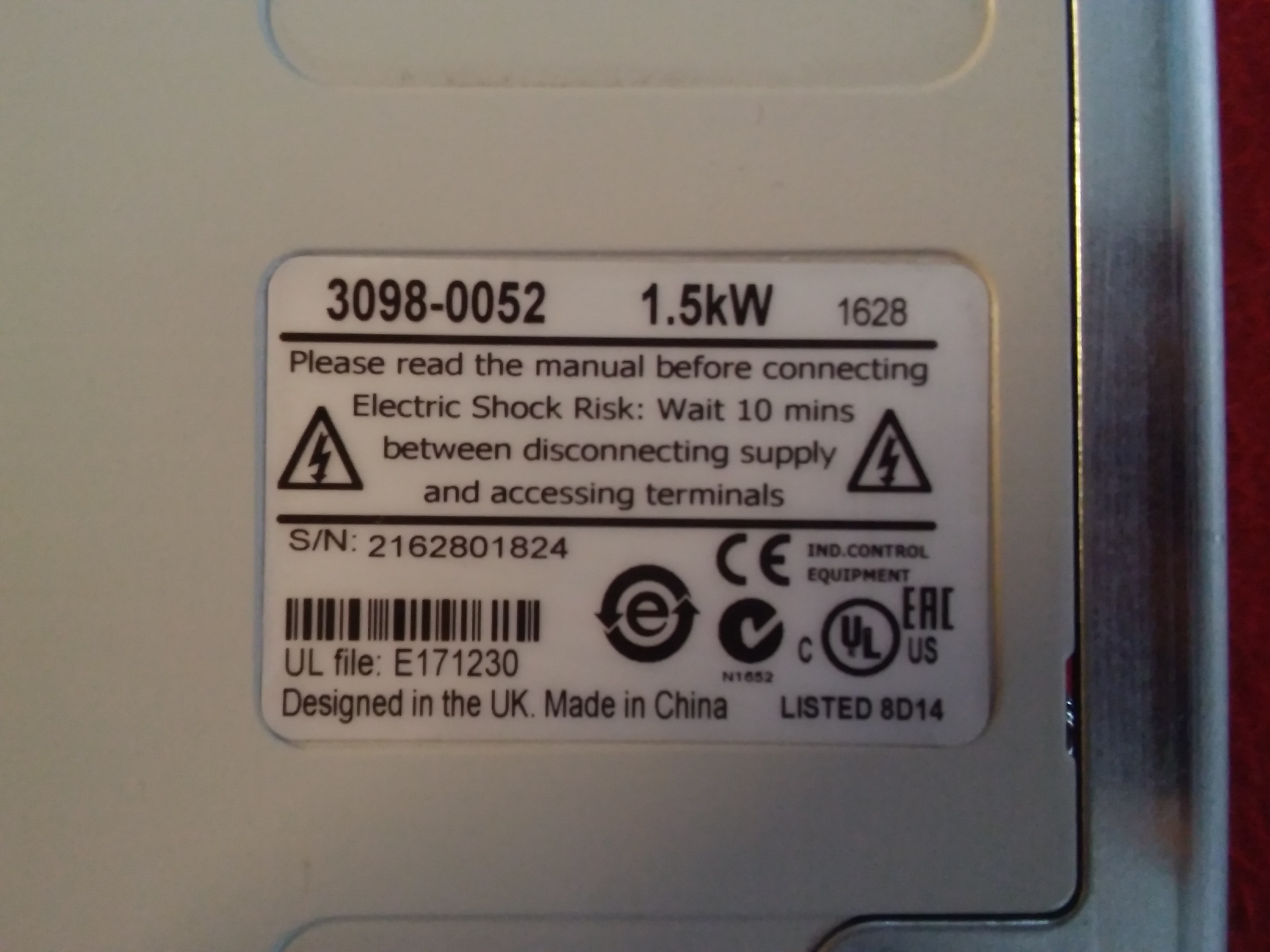 KARL MAYER SP0405 SP0404 SP0403 KM 3098-0052 1,5 KW SÜRÜCÜ CONTROL TECHNIQUES 1,5 KW INVERTER