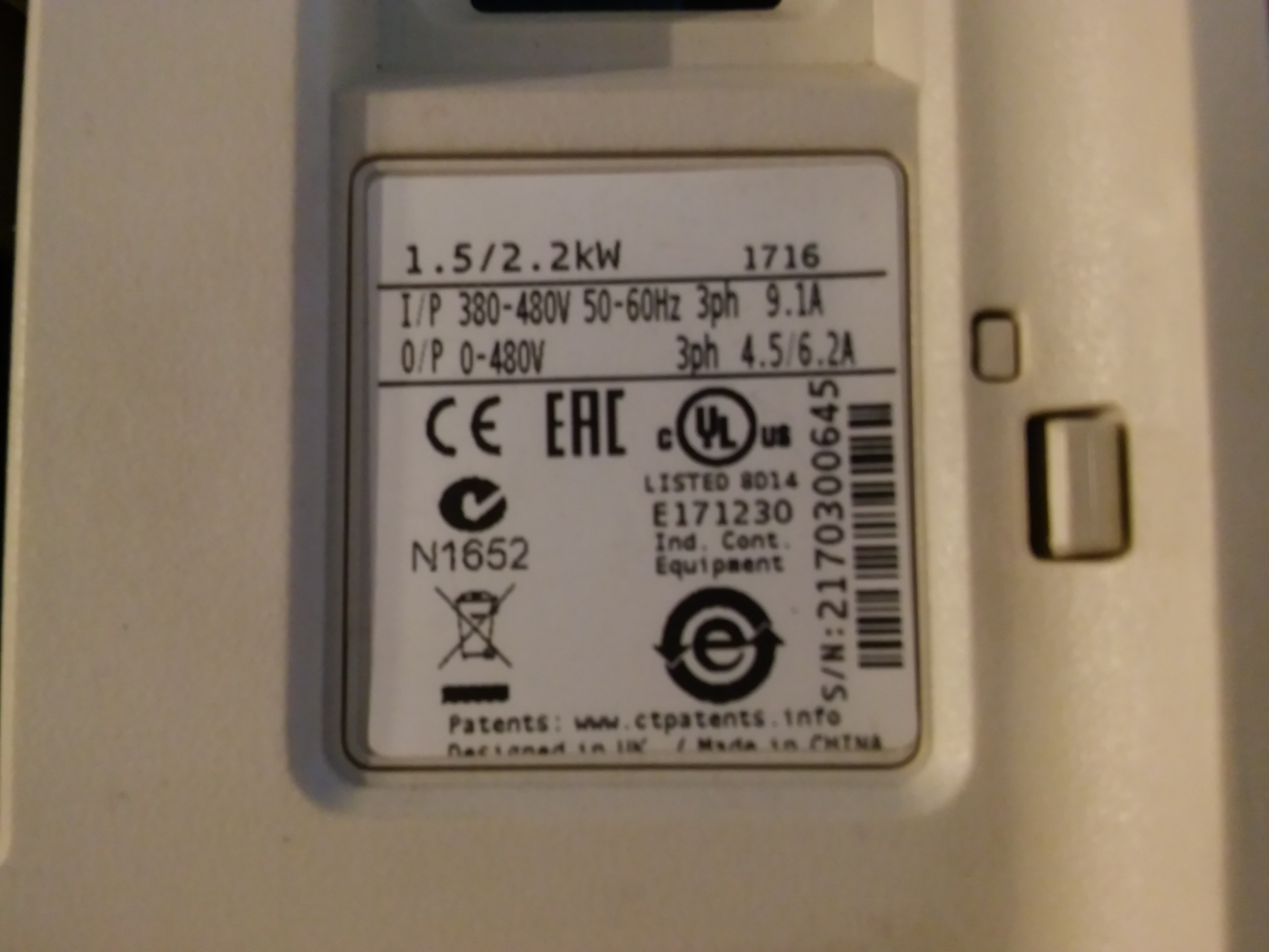 KARL MAYER M701-034 00045 A 2,2KW SÜRÜCÜ CONTROL TECHNIQUES 2,2 KW INVERTER