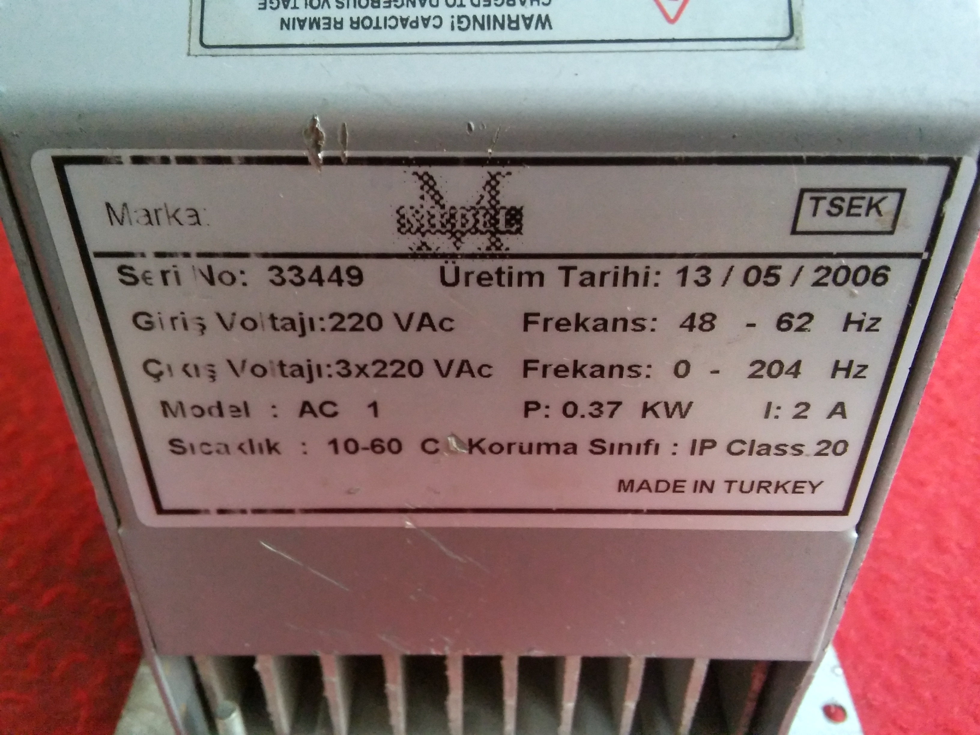 MEDEL AC 1 0,37KW SÜRÜCÜ AC1 33449 0,37 KW INVERTER