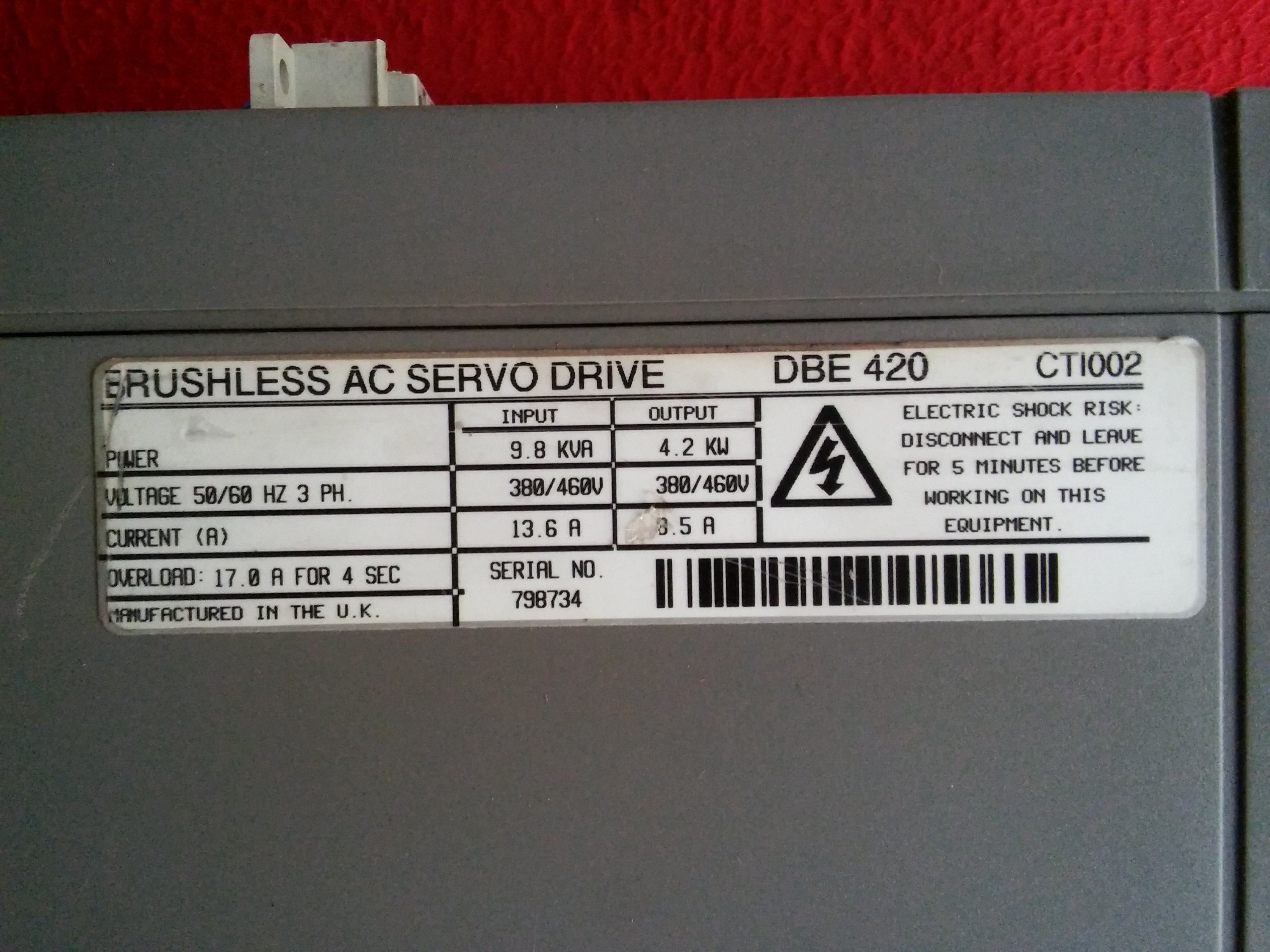 CONTROL TECHNIQUES BRUSHLESS DBE 420 CTI002 4,2KW SERVO SÜRÜCÜ DİGİTAX 4,2 KW AC SERVO DRIVE