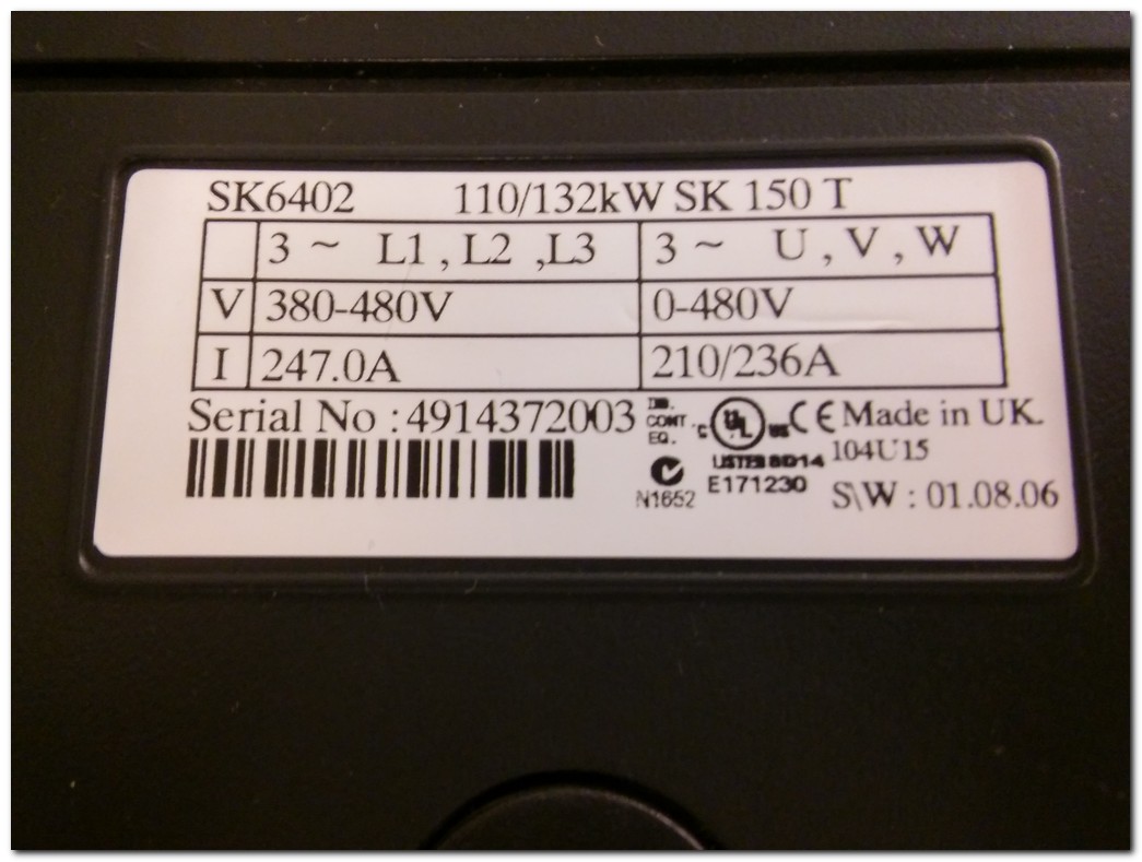 EMERSON SK6402 132KW SÜRÜCÜ SK150T CONTROL TECHNIQUES 132 KW INVERTER