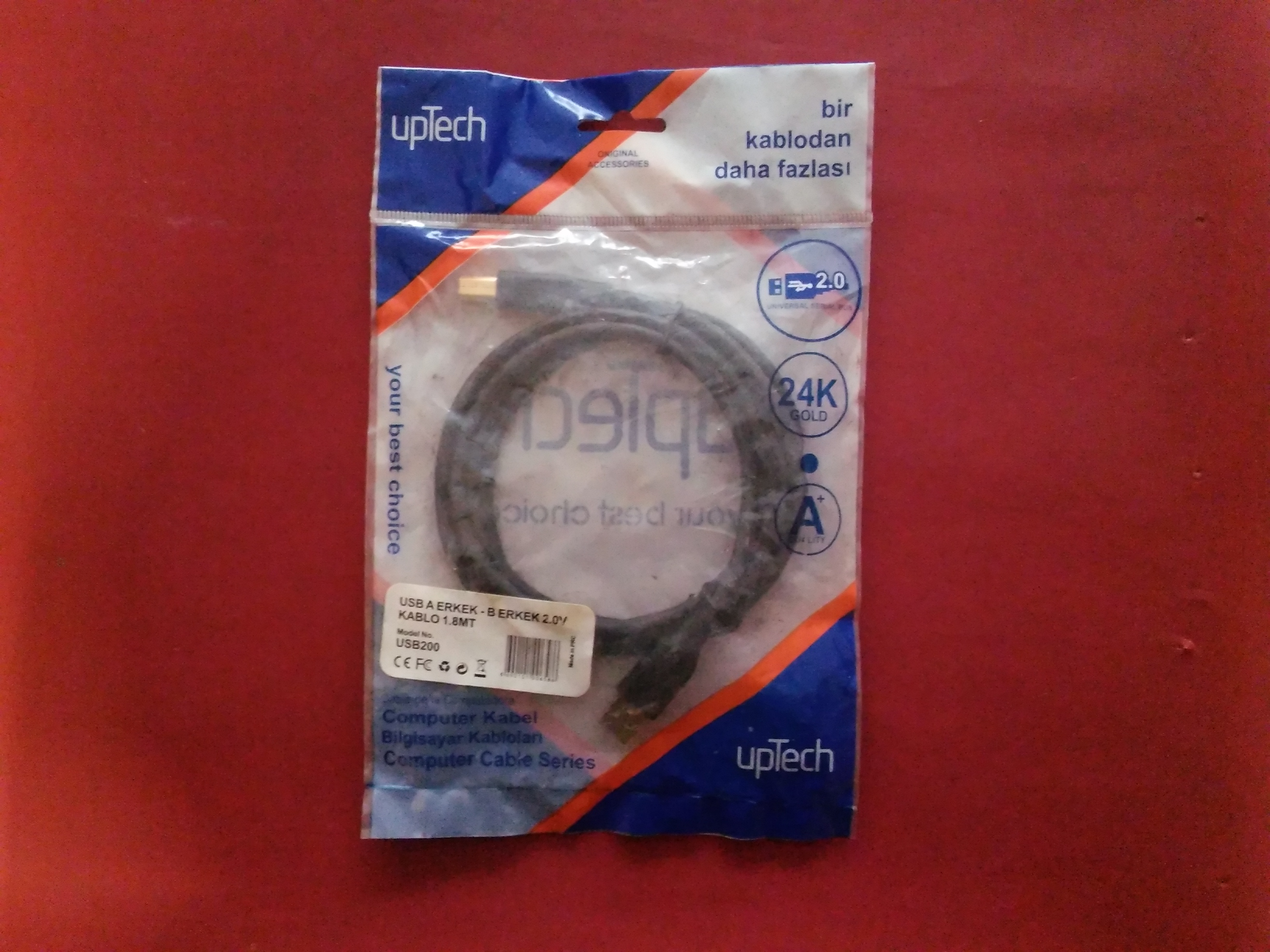 UPTECH USB200 1,8MT USB A ERKEK - B ERKEK 2,0V KABLO SIFIR KUTULU COMPUTER KABEL BİLGİSAYAR KABLOSU