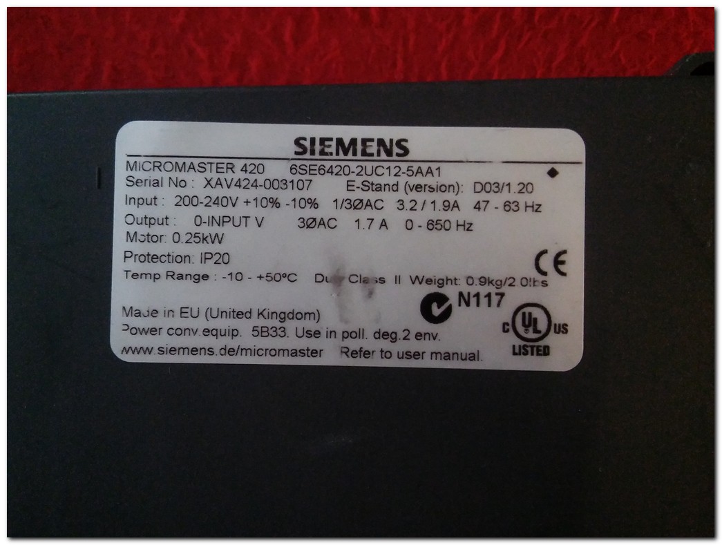 SIEMENS 6SE6420-2UC12-5AA1 0,25KW SÜRÜCÜ MICROMASTER 420 0,25 KW INVERTER
