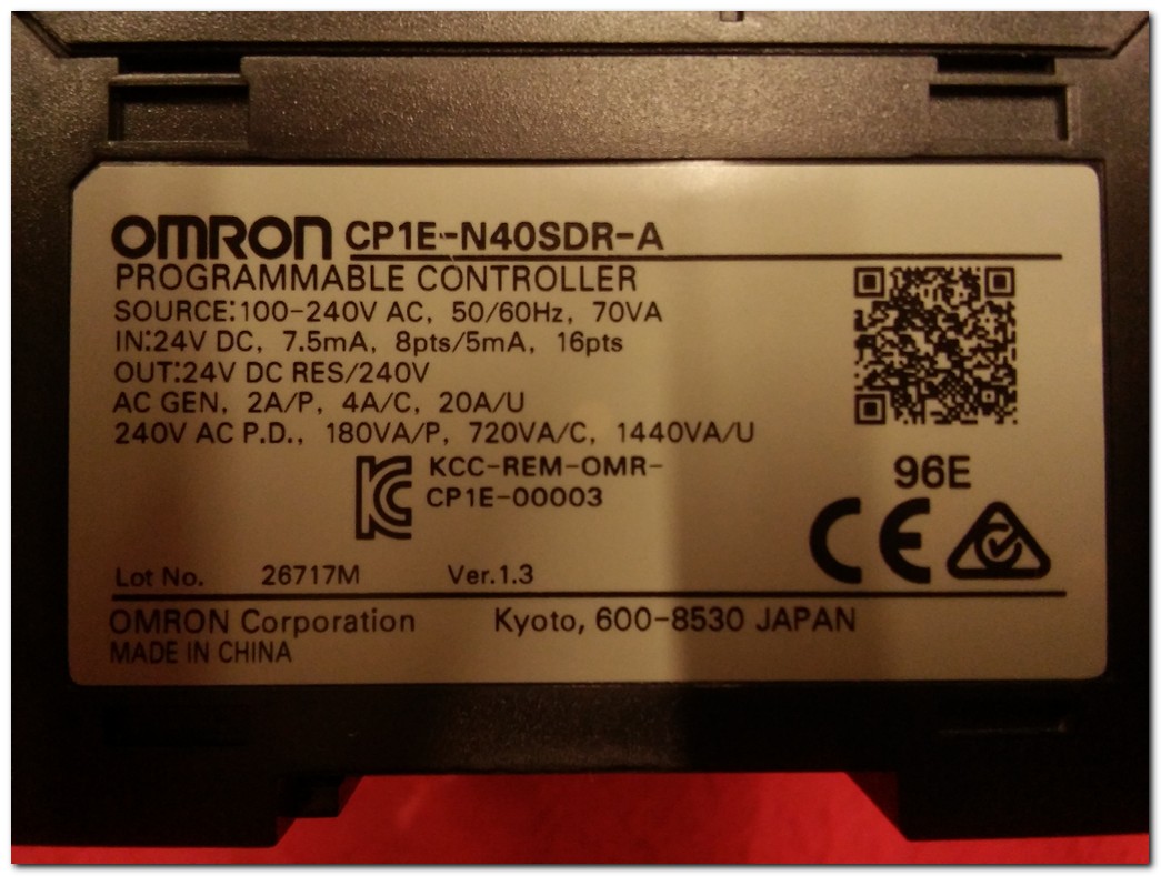 OMRON CP1E-N40SDR-A PROGRAMMABLE CONTROLLLER PLC