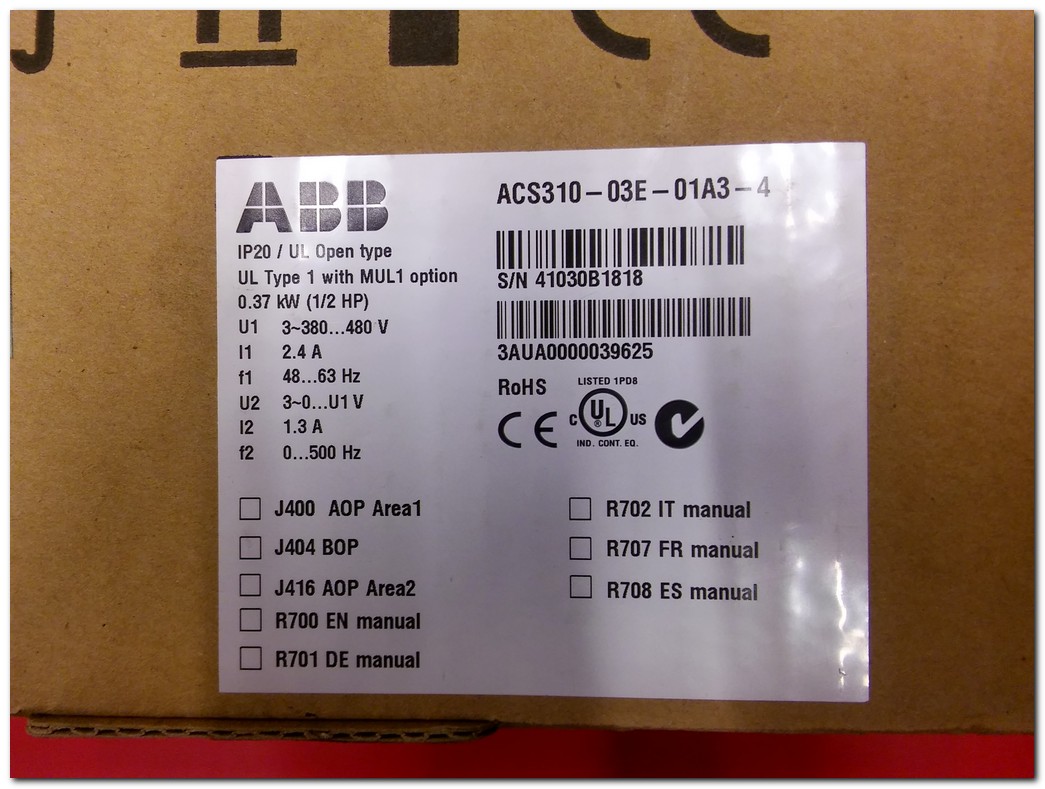 ABB ACS310-03E-01A3-4 0,37KW SIFIR KUTULU SÜRÜCÜ ACS310 0.37 KW INVERTER