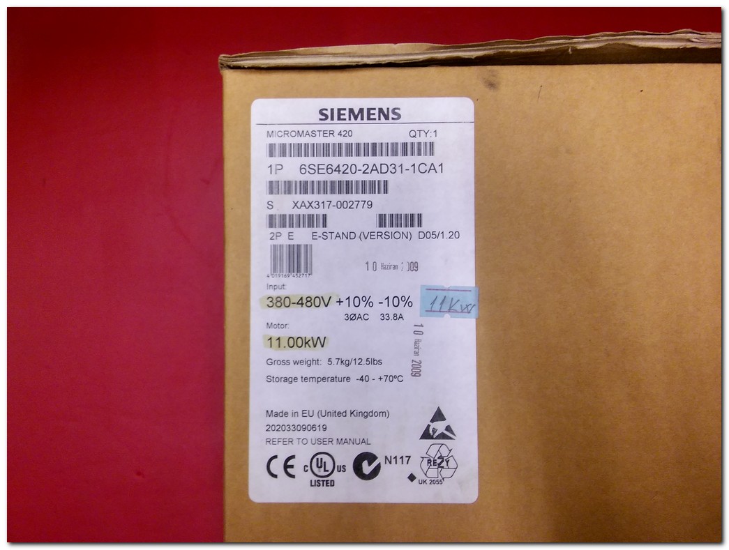 SIEMENS 6SE6420-2AD31-1CA1 11KW SIFIR KUTULU SÜRÜCÜ MICROMASTER 420 11 KW INVERTER