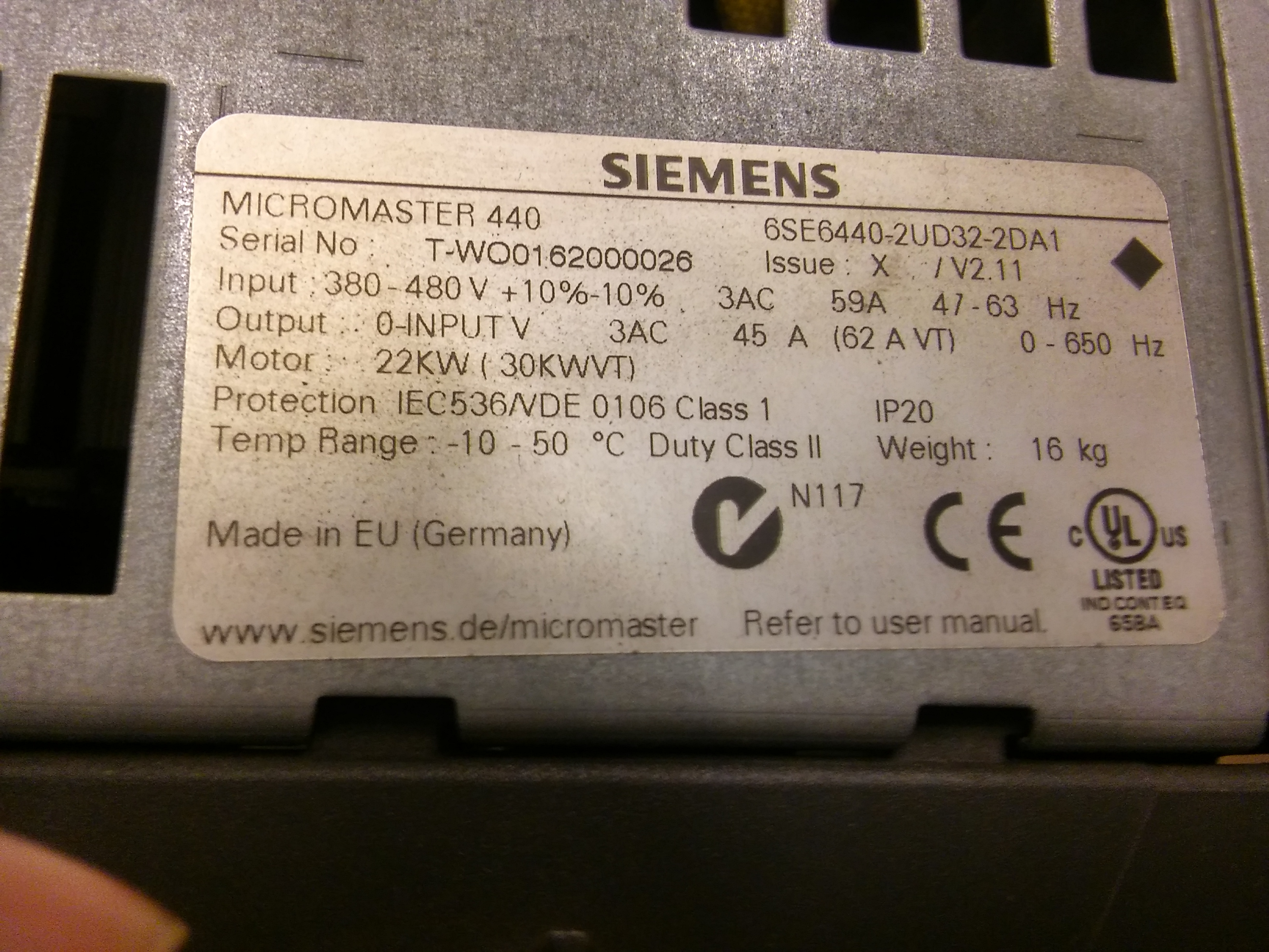 SIEMENS 6SE6440-2UD32-2DA1 MICROMASTER 440 30KW SÜRÜCÜ INVERTER DRİVE HIZ KONTROL