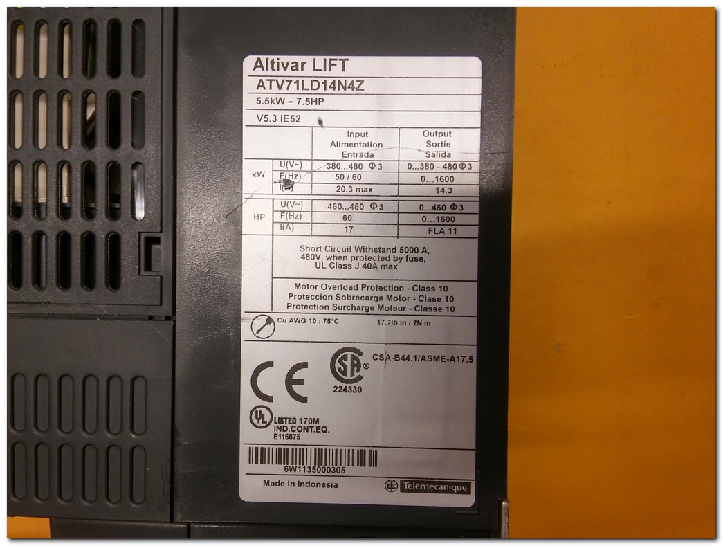 SCHNEİDER ATV71LD14N4Z 5,5KW ALTİVAR LIFT SÜRÜCÜ 5,5 KW INVERTER