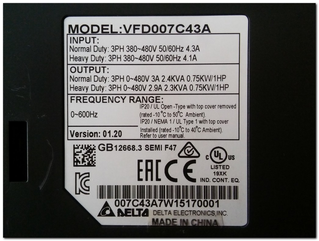 VFD007C43A VFD007C43A-21 DELTA
