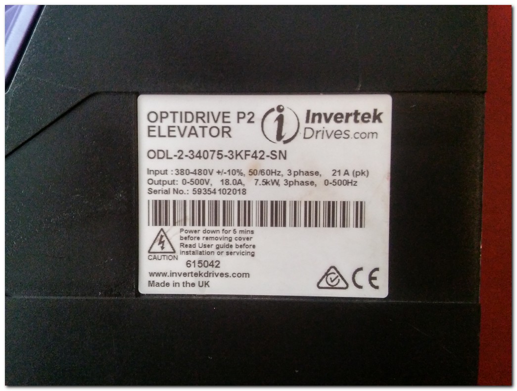 INVERTEK ODL-2-34075-3KF42-SN 7,5KW ASANSÖR SÜRÜCÜ VE ENKODER MODÜLÜ OPTIDRIVE P2 ELEVATOR 7,5 KW INVERTER