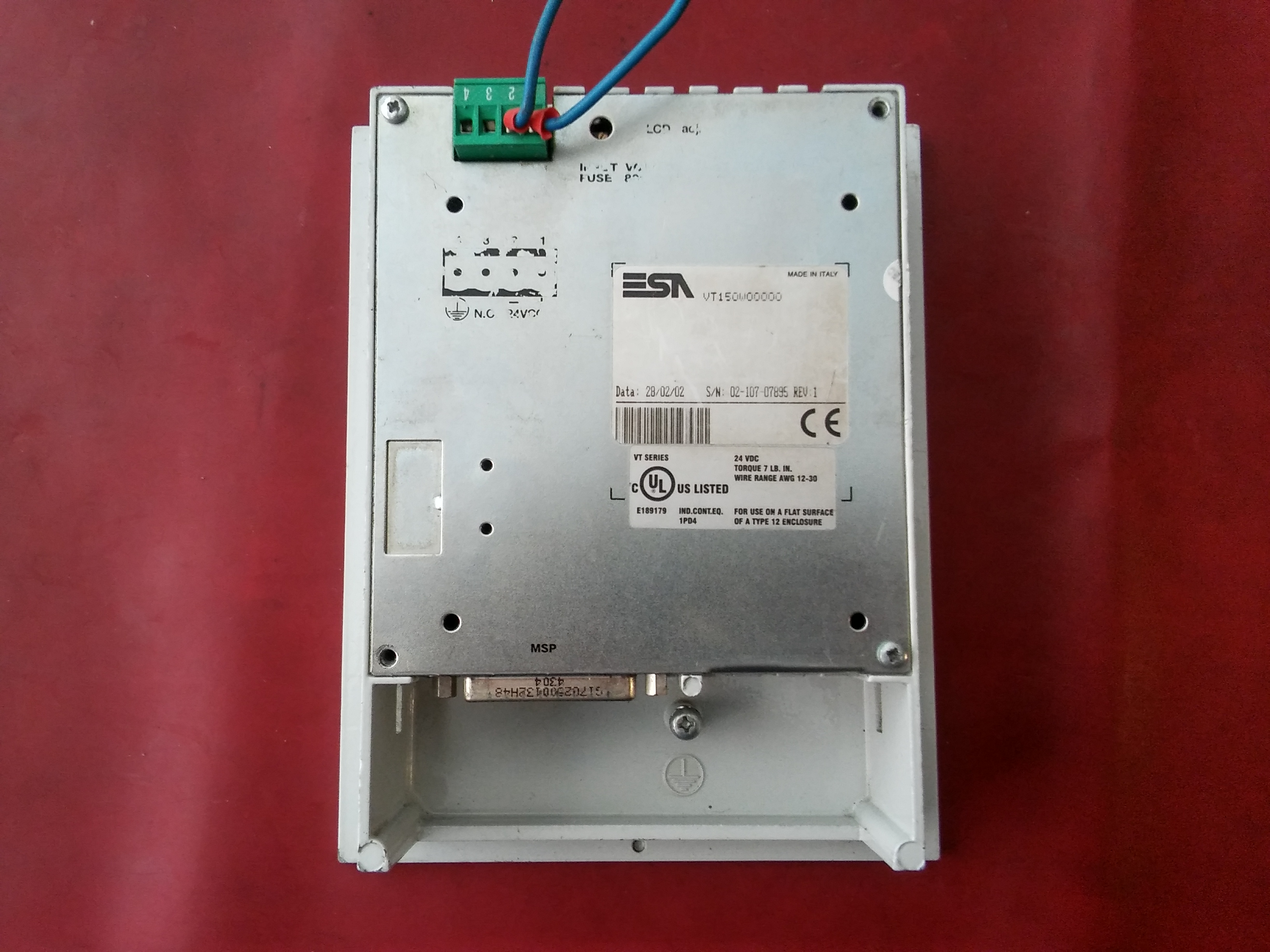 ESA VT150 VT150W OPARATÖR PANEL