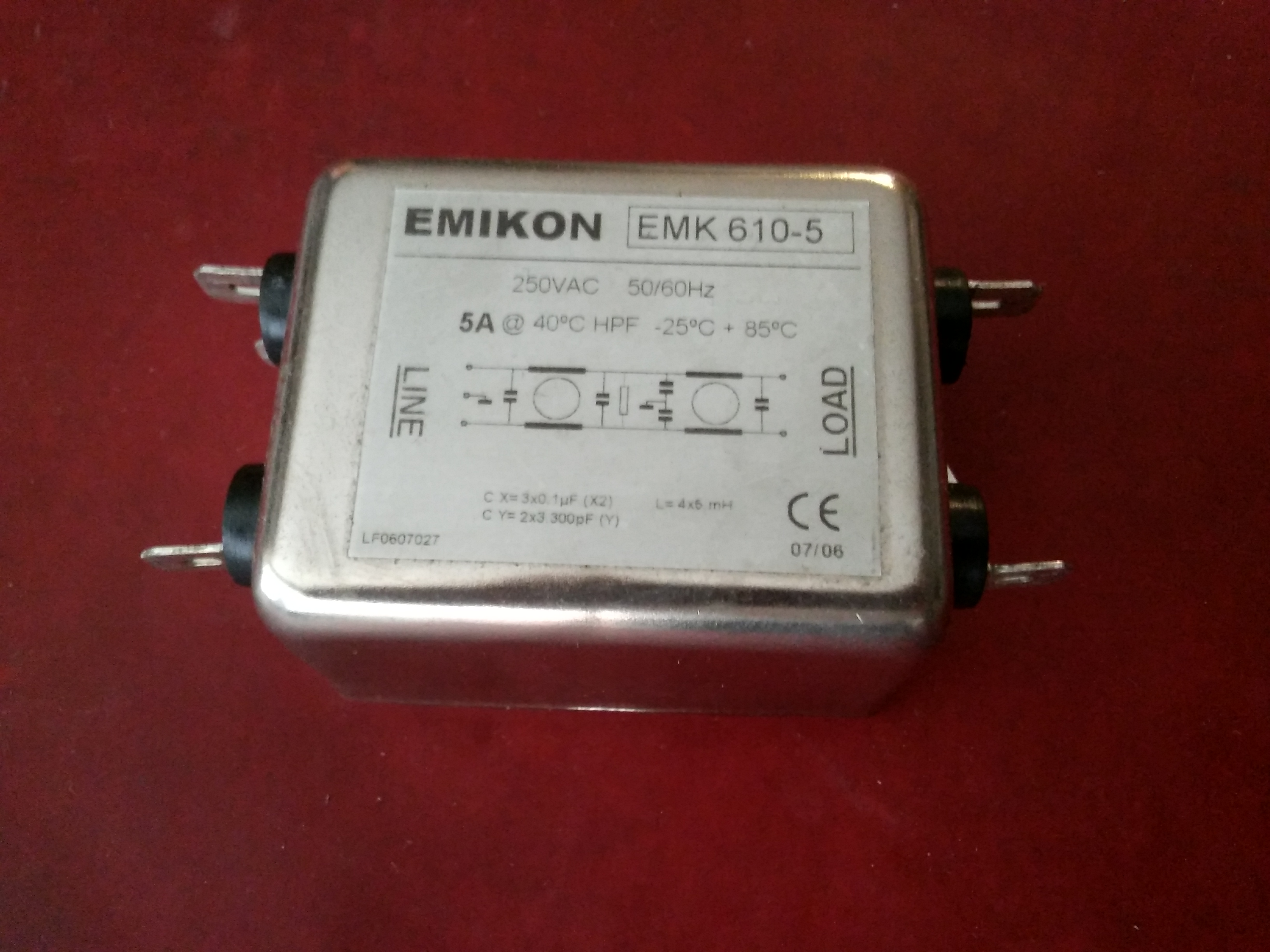 EMIKON EMK 610-5 EMİ MONOFAZ FİLRE GENEL AMACLI EMİ FİLTRE 5A HER GÜÇTE EMİ FİLTRE