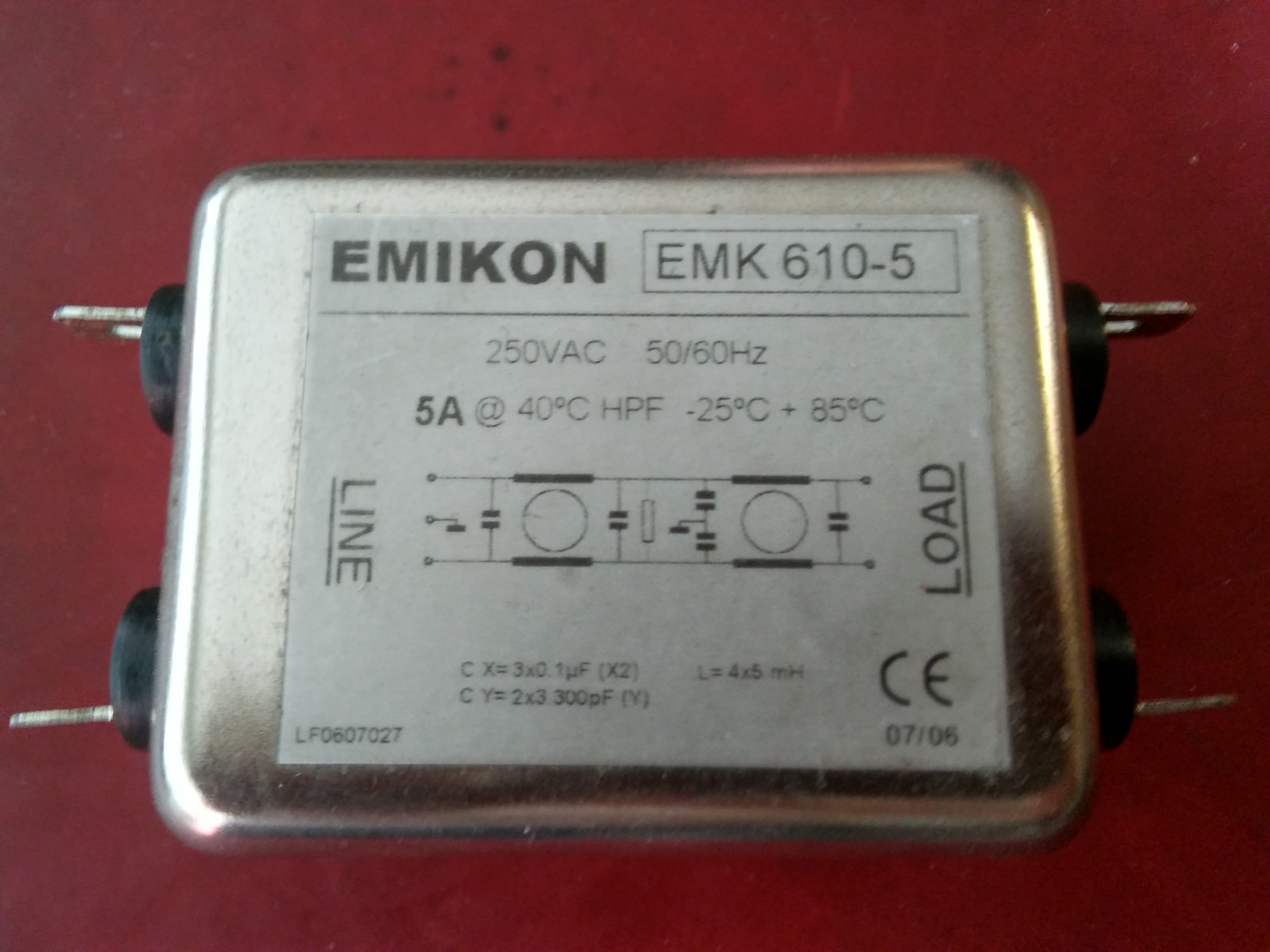 EMIKON EMK 610-5 EMİ MONOFAZ FİLRE GENEL AMACLI EMİ FİLTRE 5A HER GÜÇTE EMİ FİLTRE