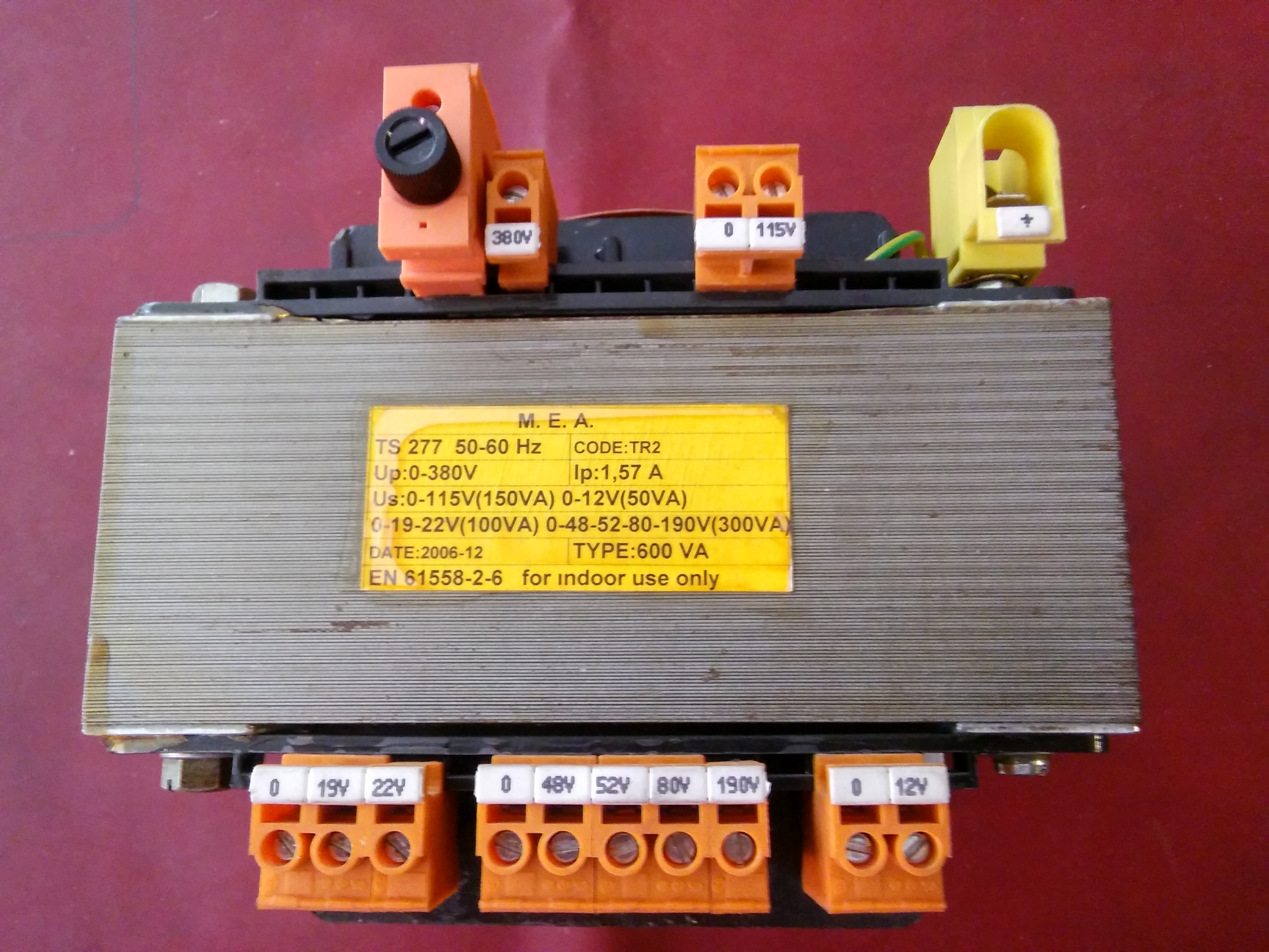 TRANSFARMATÖR M E A TR2 600 VA UP 0-380V US 0-115 150V 0-12V50VA 0-48-52-80-190 ÇOK FONKSİYONLU