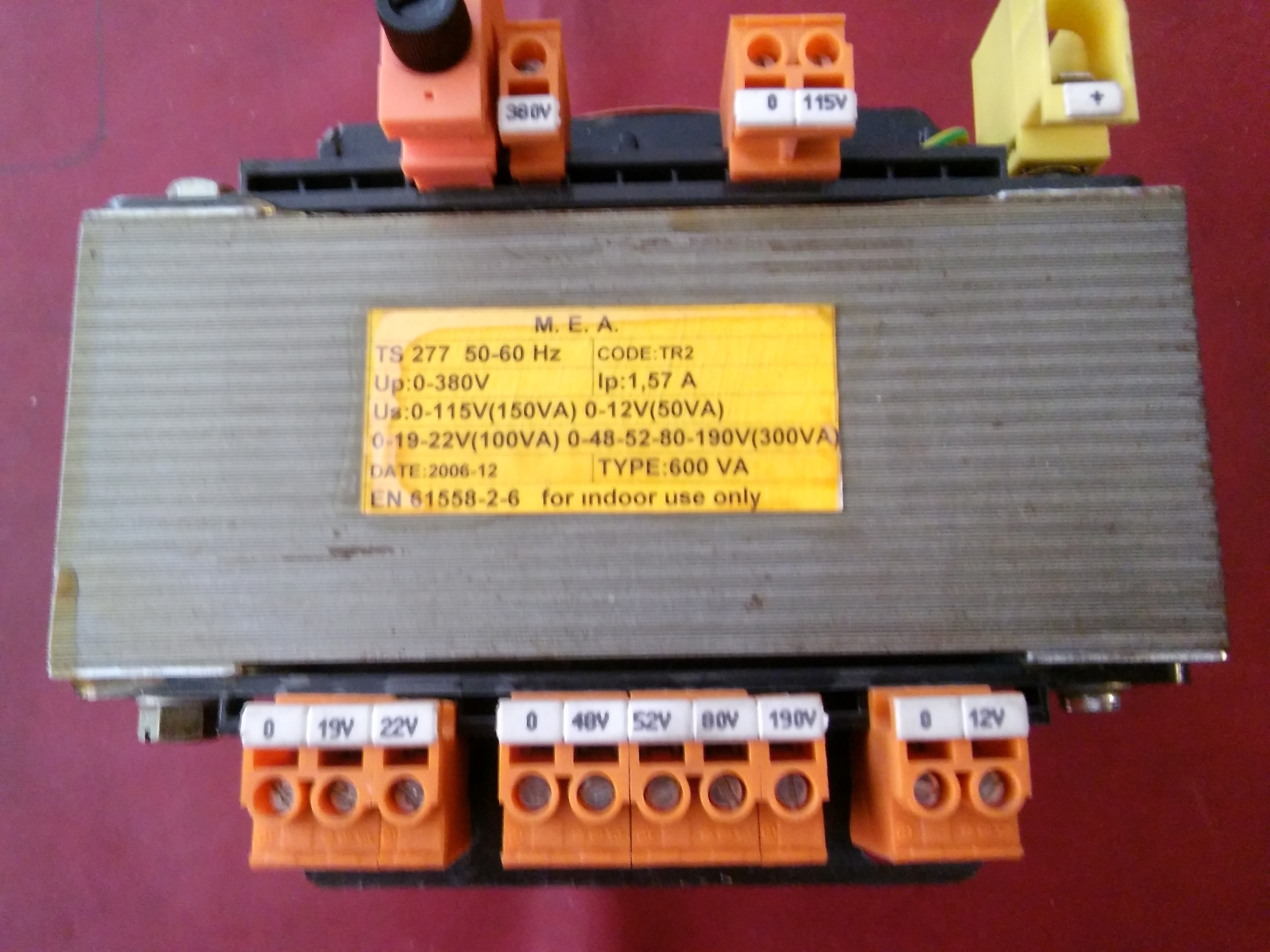 TRANSFARMATÖR M E A TR2 600 VA UP 0-380V US 0-115 150V 0-12V50VA 0-48-52-80-190 ÇOK FONKSİYONLU