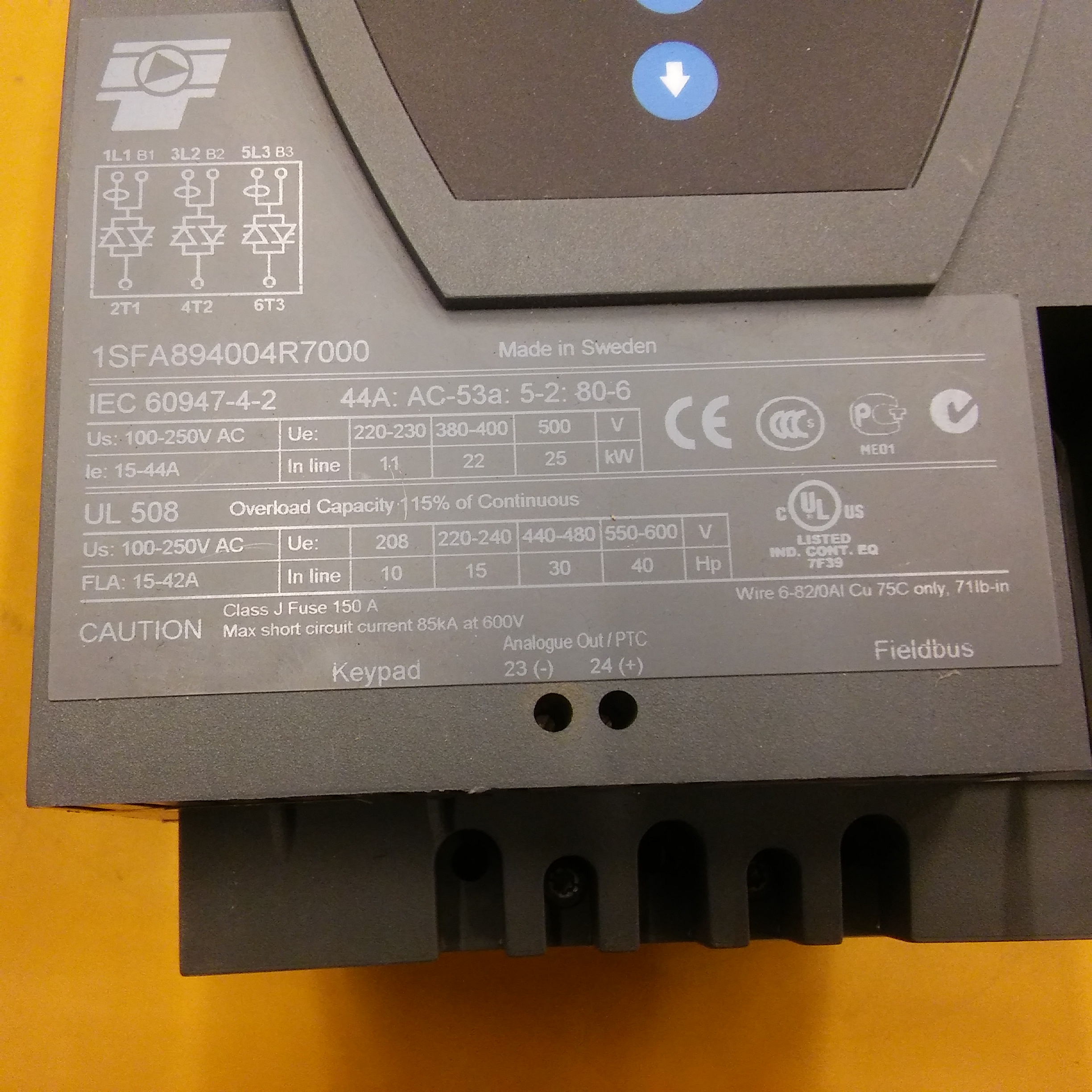 ABB PST44-600-70 1SFA894004R7000 PST 22KW 44A SOLFT STARTER