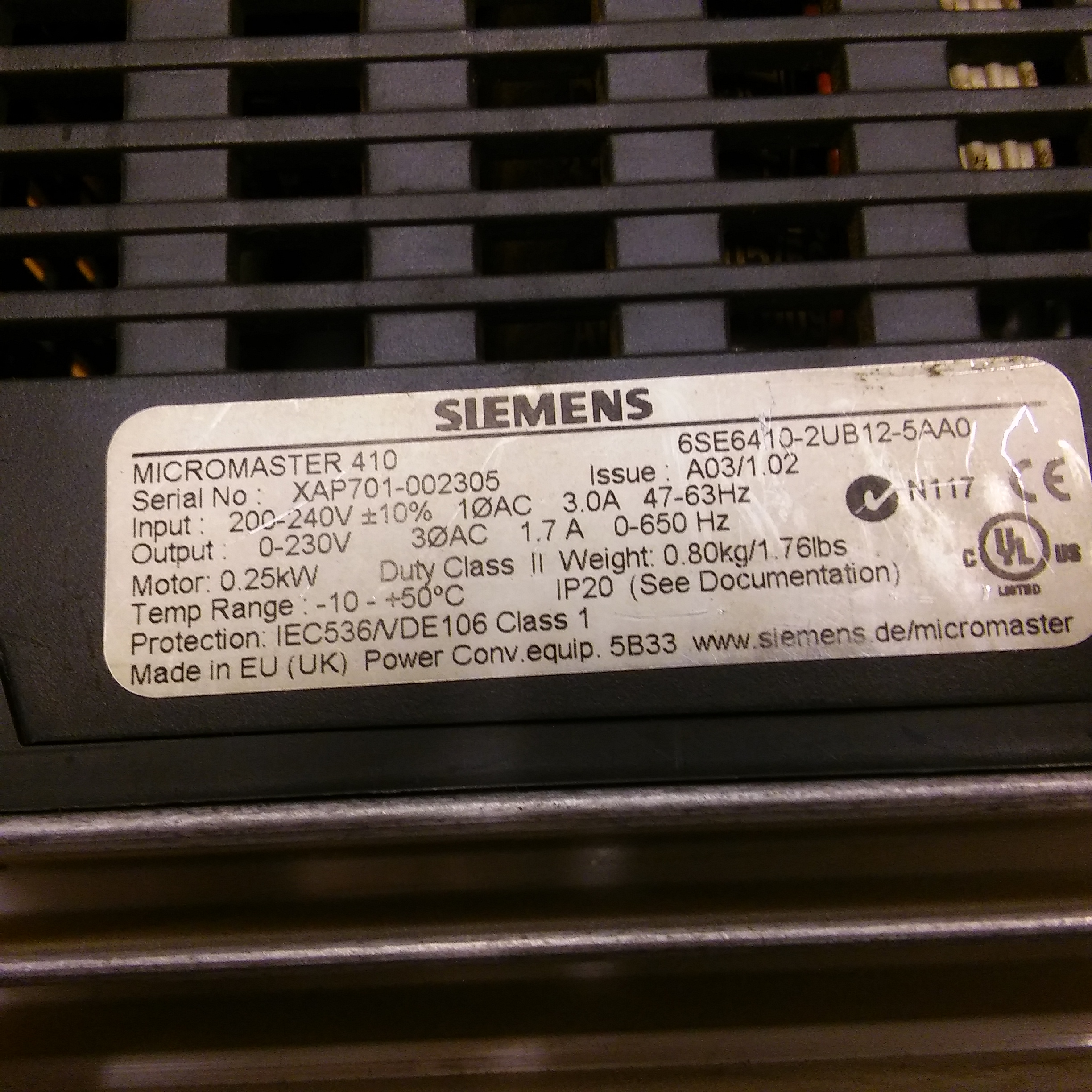 SIEMENS 6SE6410-2UB12-5AA0 MICROMASTER 410 0,27KW SÜRÜCÜ