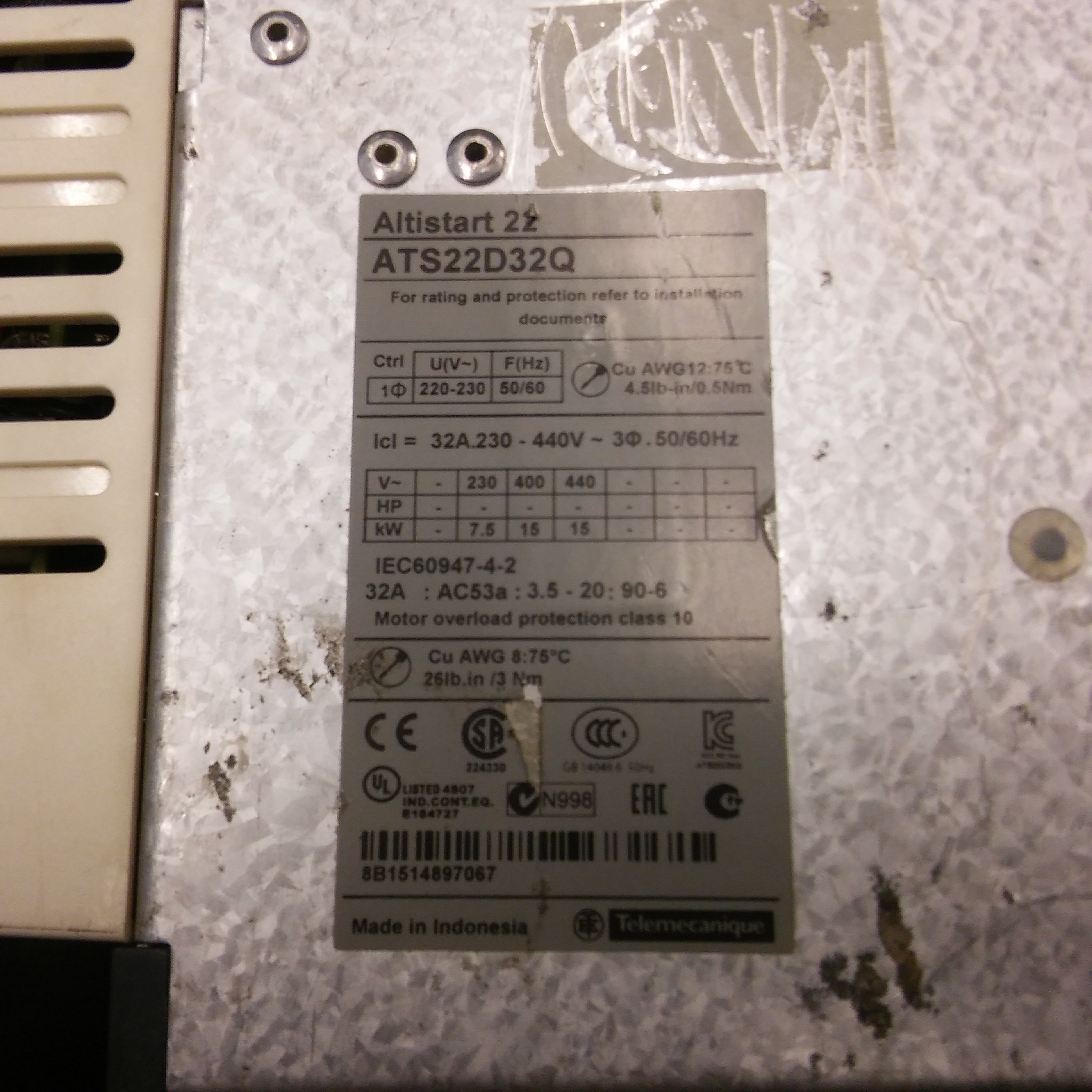 SCHNEİDER ATS22D32Q ALTİSTAR 22 ALTİSTAR22 ATS221 5KW SOLFT STARTER YUMUŞAK YOL VERME