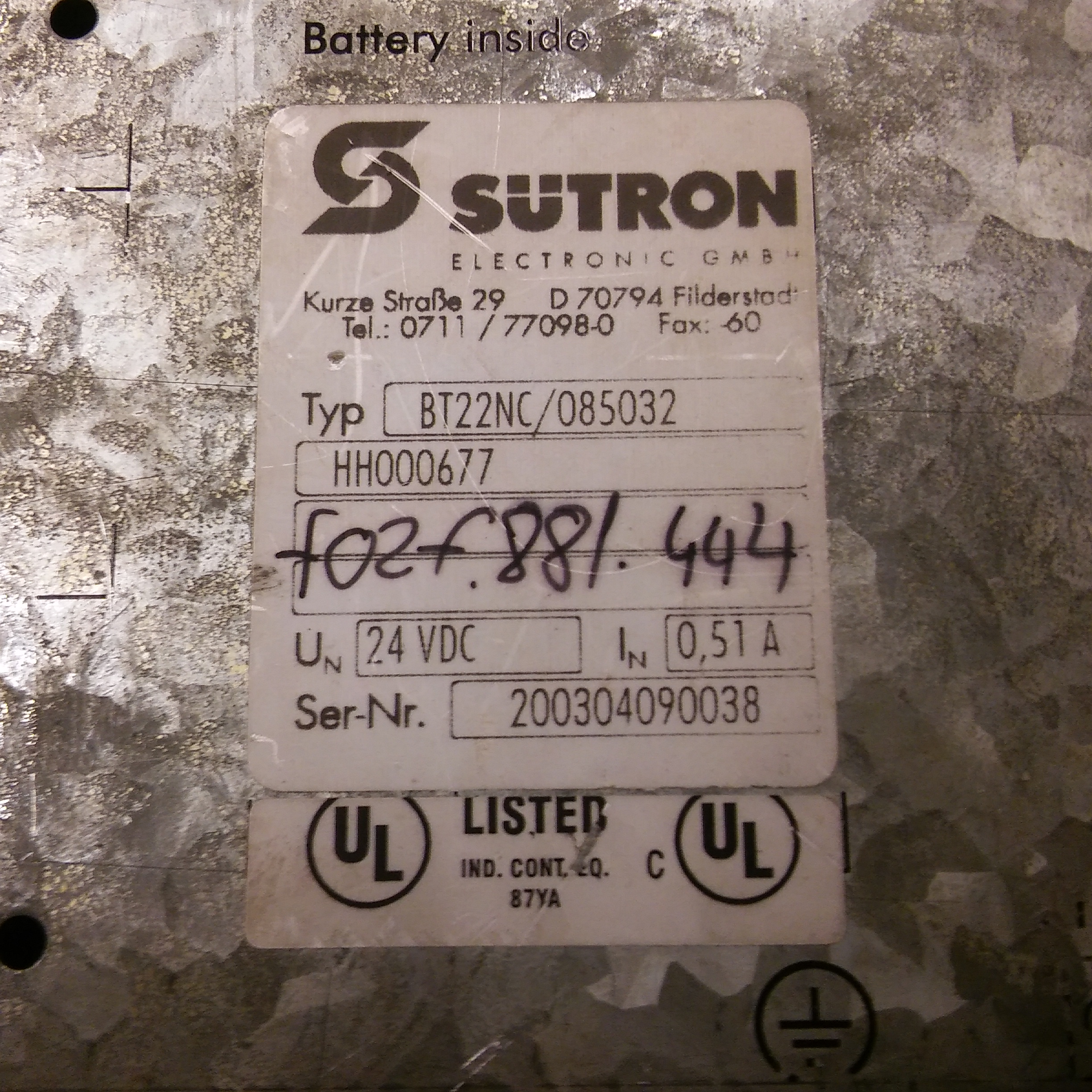 SÜTRON BT22NC BT 22 NC  085032 BT 22 OPARATÖR PANEL