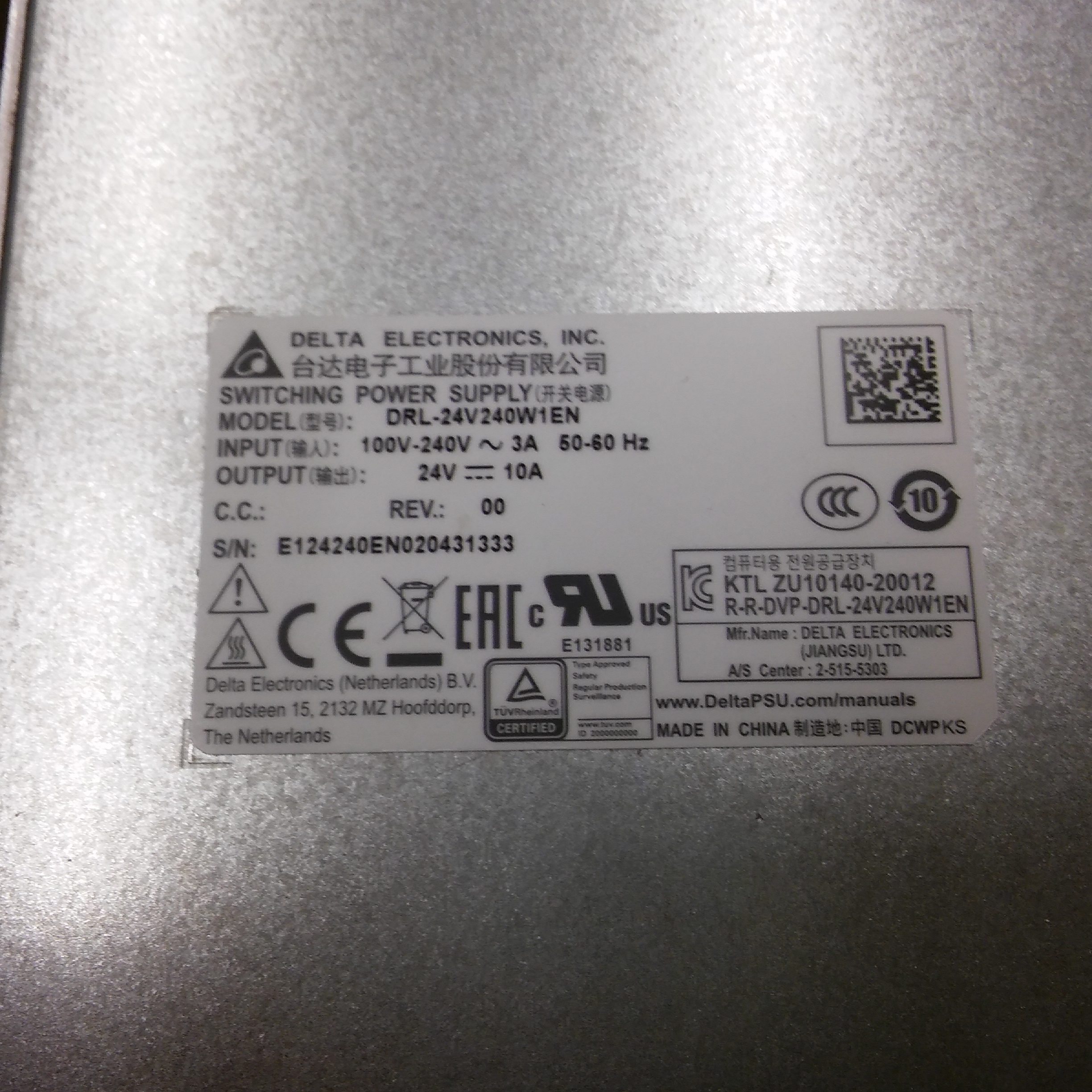 DELTA DRL-24V240W1EN INPUT 2I20V 24VDC 10A GÜÇ KAYNAG
