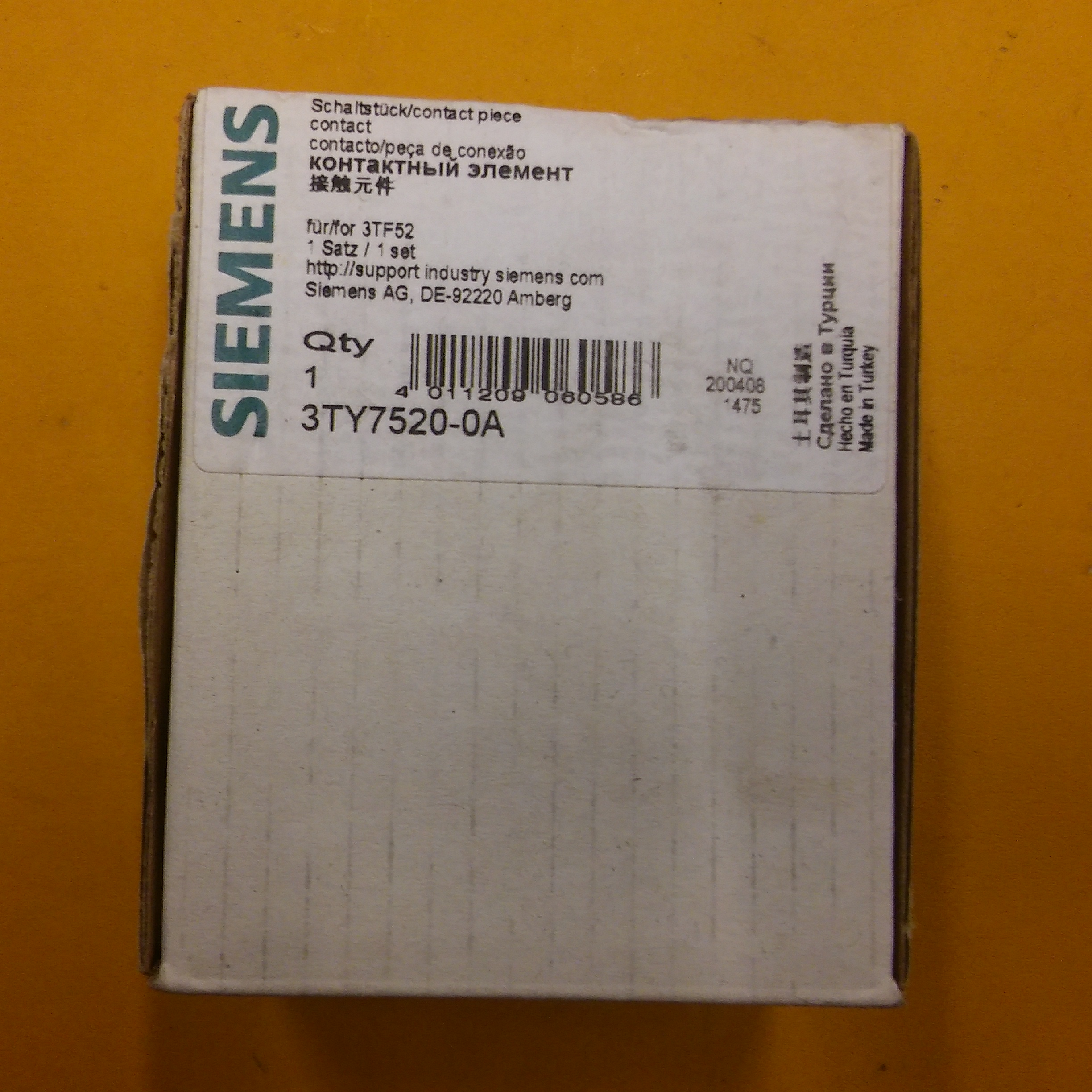 SIEMENS 3TY7520-0A 3TF52 KONTAKTÖR KONTAK TAKIMI SIFIR DİGER ÇEŞİTLER MEVCUT