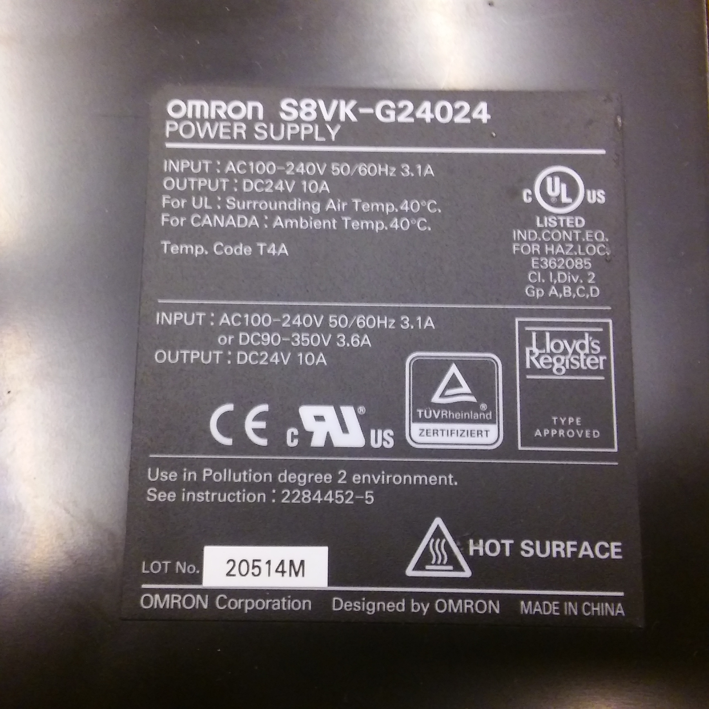 OMRON S8VK-G24024 INPUT AC110-240V OUTPUT DC24V 10A GÜÇ KAYNAGI