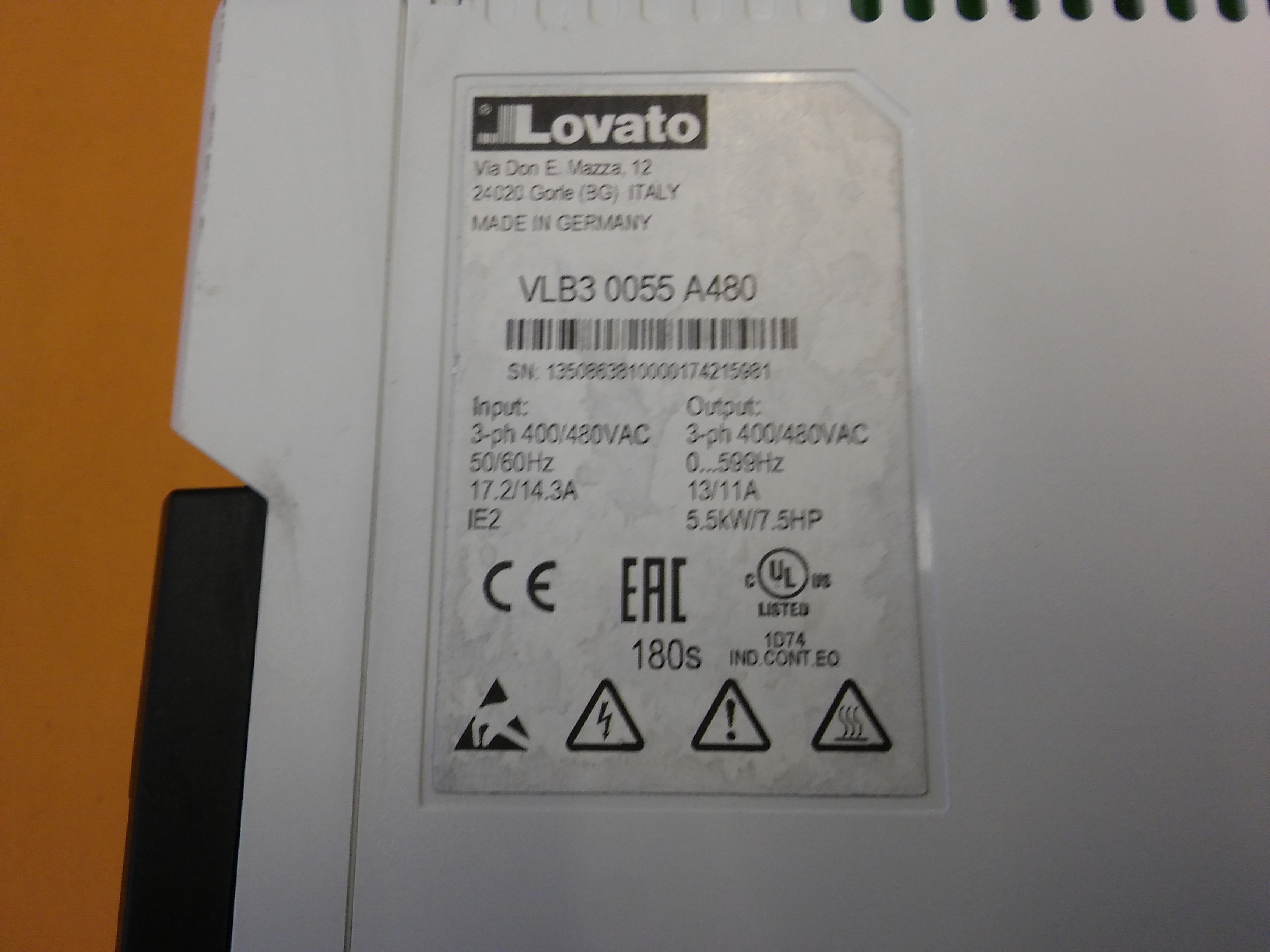 LOVATO VLB3 0055 A480 VLB30055A480 5,5KW VARIABLE SPEED DRIVE SÜRÜCÜ