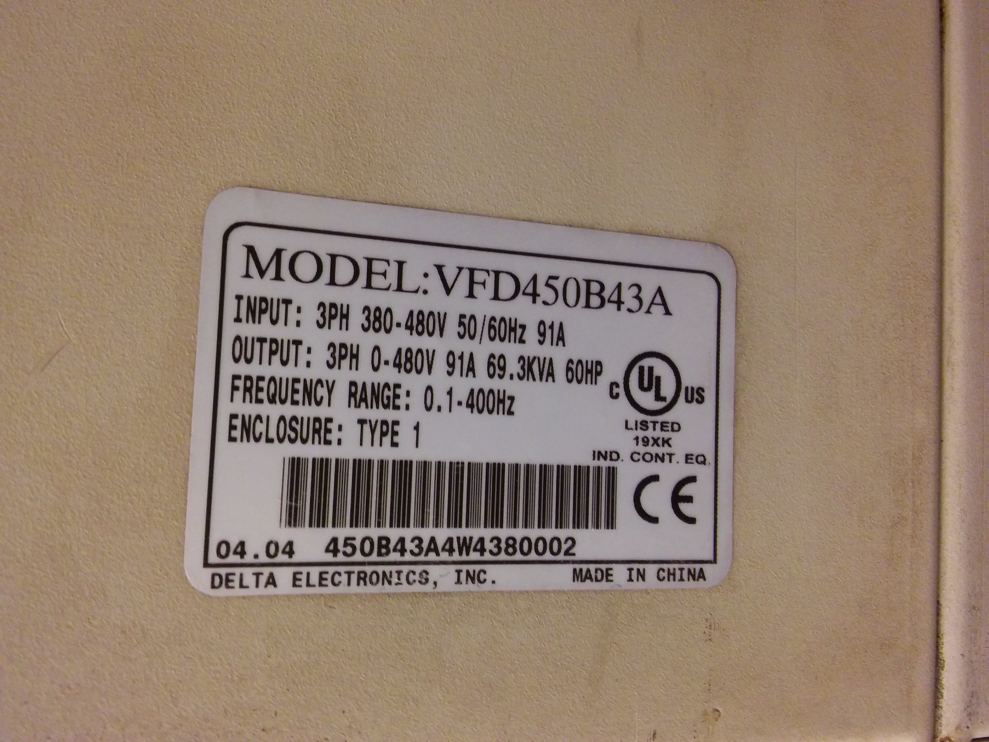 VFD450B43A DELTA