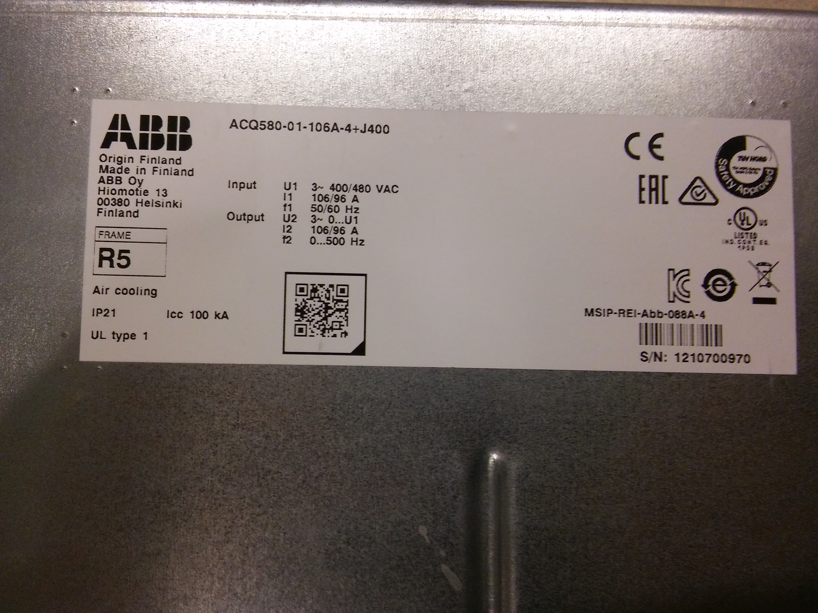ABB ACQ580-01-106A-4-J400 ACQ580-01-106A-4 106A  AQUA  ACQ580 55KW SÜRÜCÜ