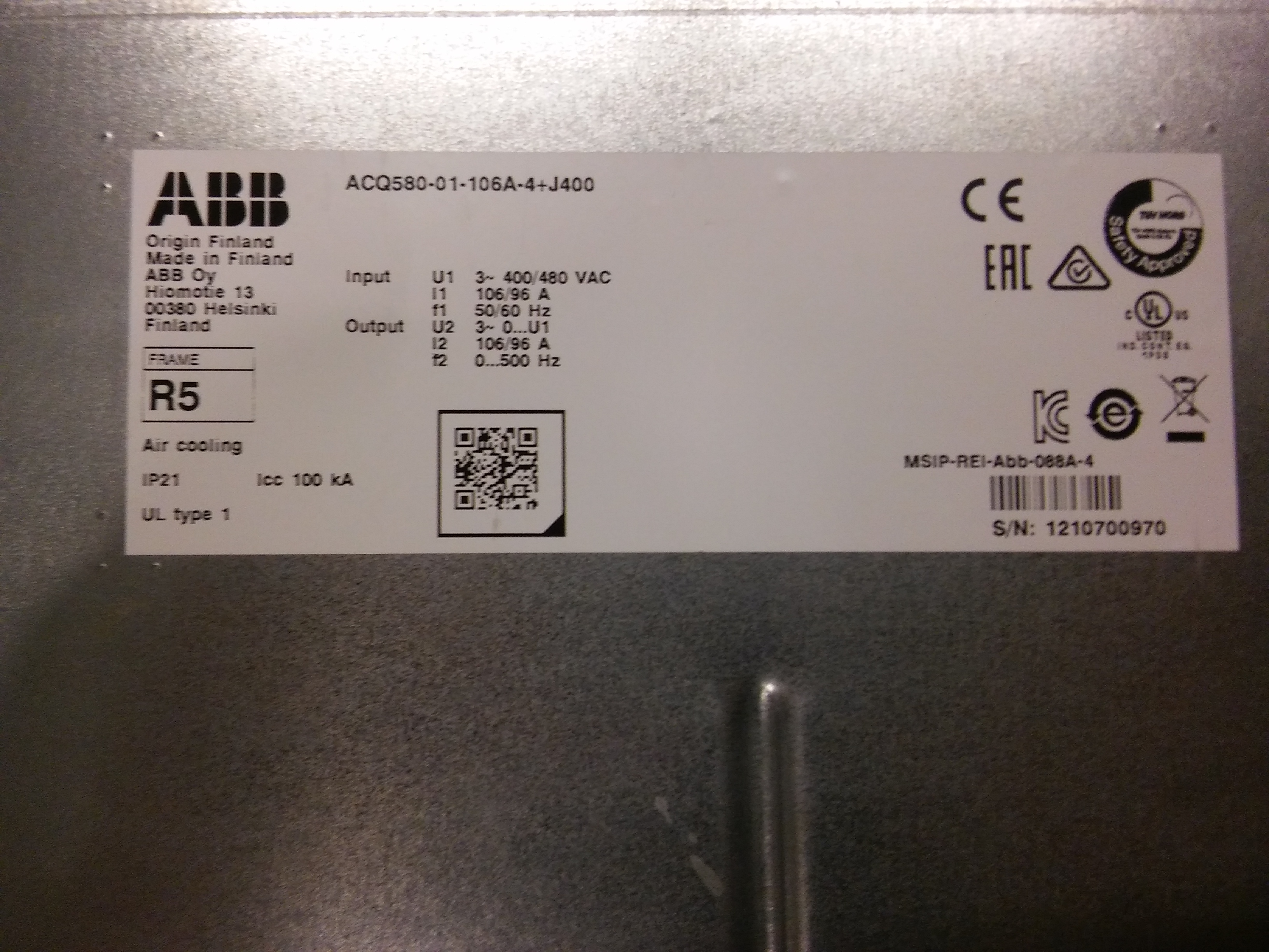 ABB ACQ580-01-106A-4-J400 ACQ580-01-106A-4 106A  AQUA  ACQ580 55KW SÜRÜCÜ