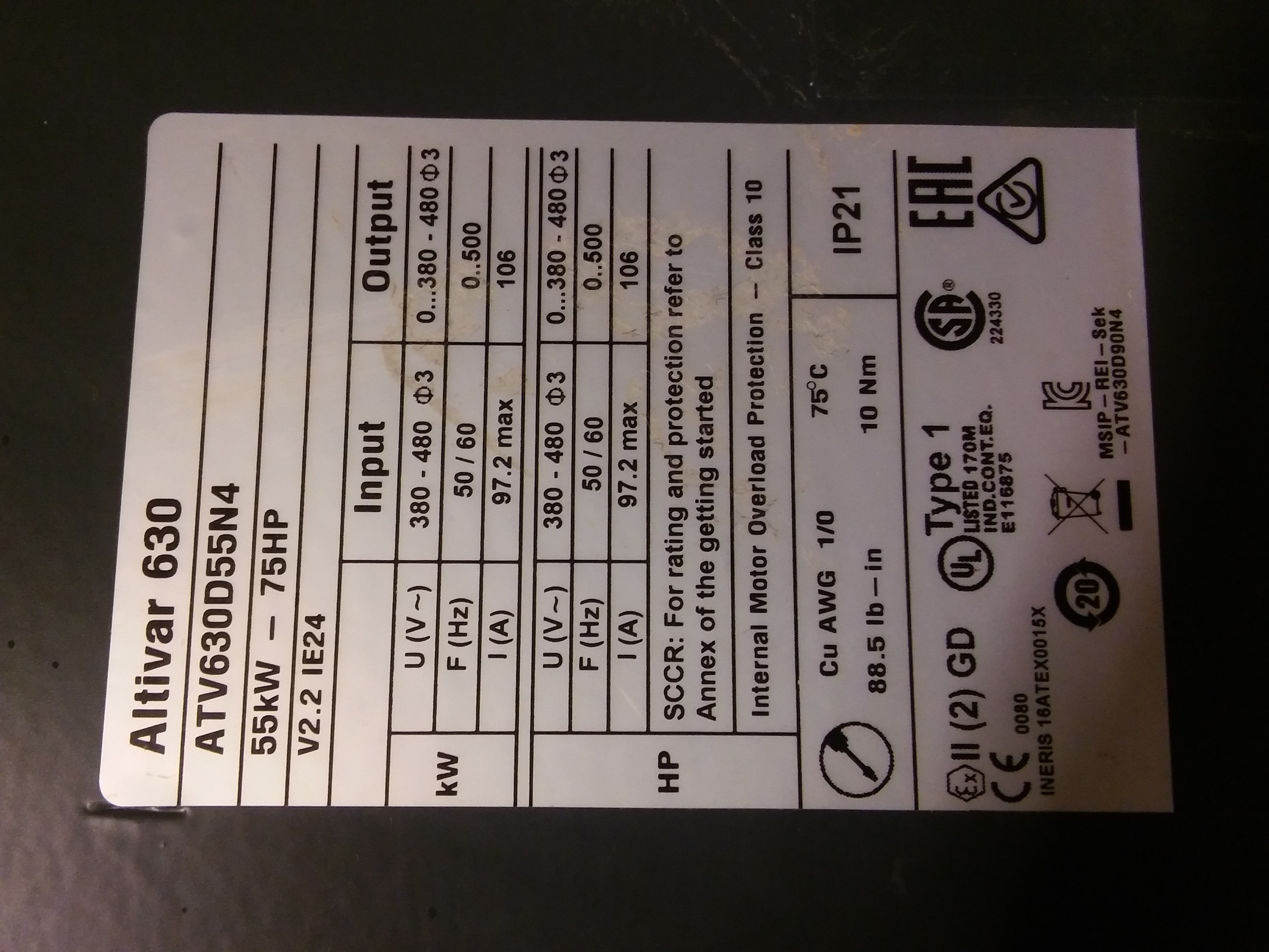 SCHNEİDER ATV630D55N4 ALTİVAR 630 ATV630 55KW SÜRÜCÜ