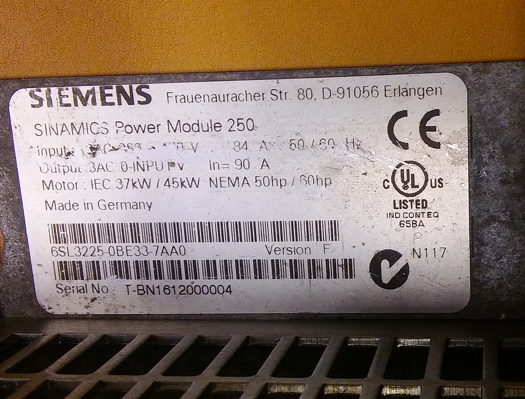 SIEMENS 6SL3225-0BE33-7AA0 SINAMICS POWER MODULE 250 MODÜL 250 45KW SÜRÜCÜ