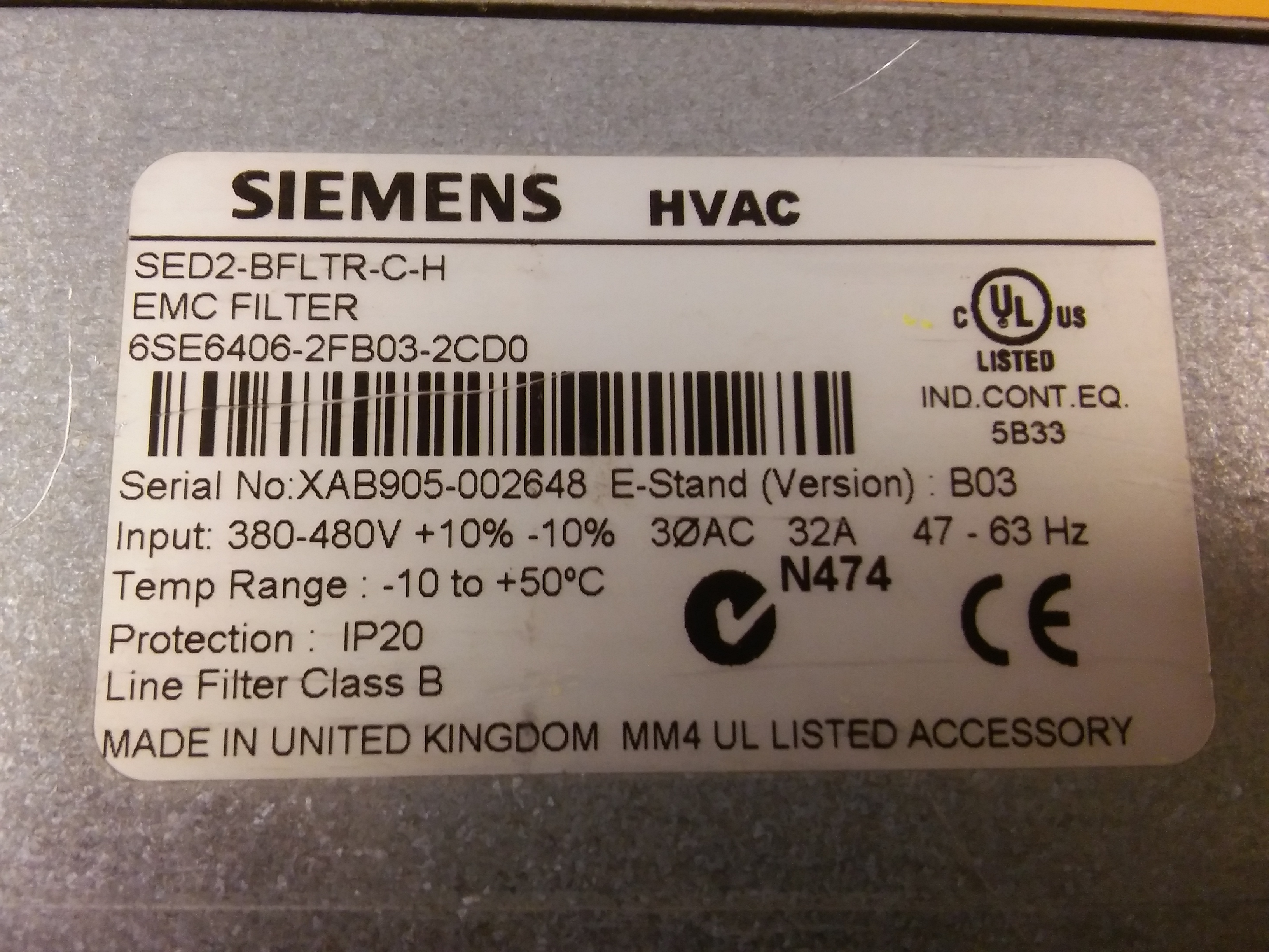 SIEMENS 6SE6436-2BD27-5CA0 7,5KW 6SE6406-2FB03-2CD0  EMC FİLTER VE 7,5KW SÜRÜCÜ
