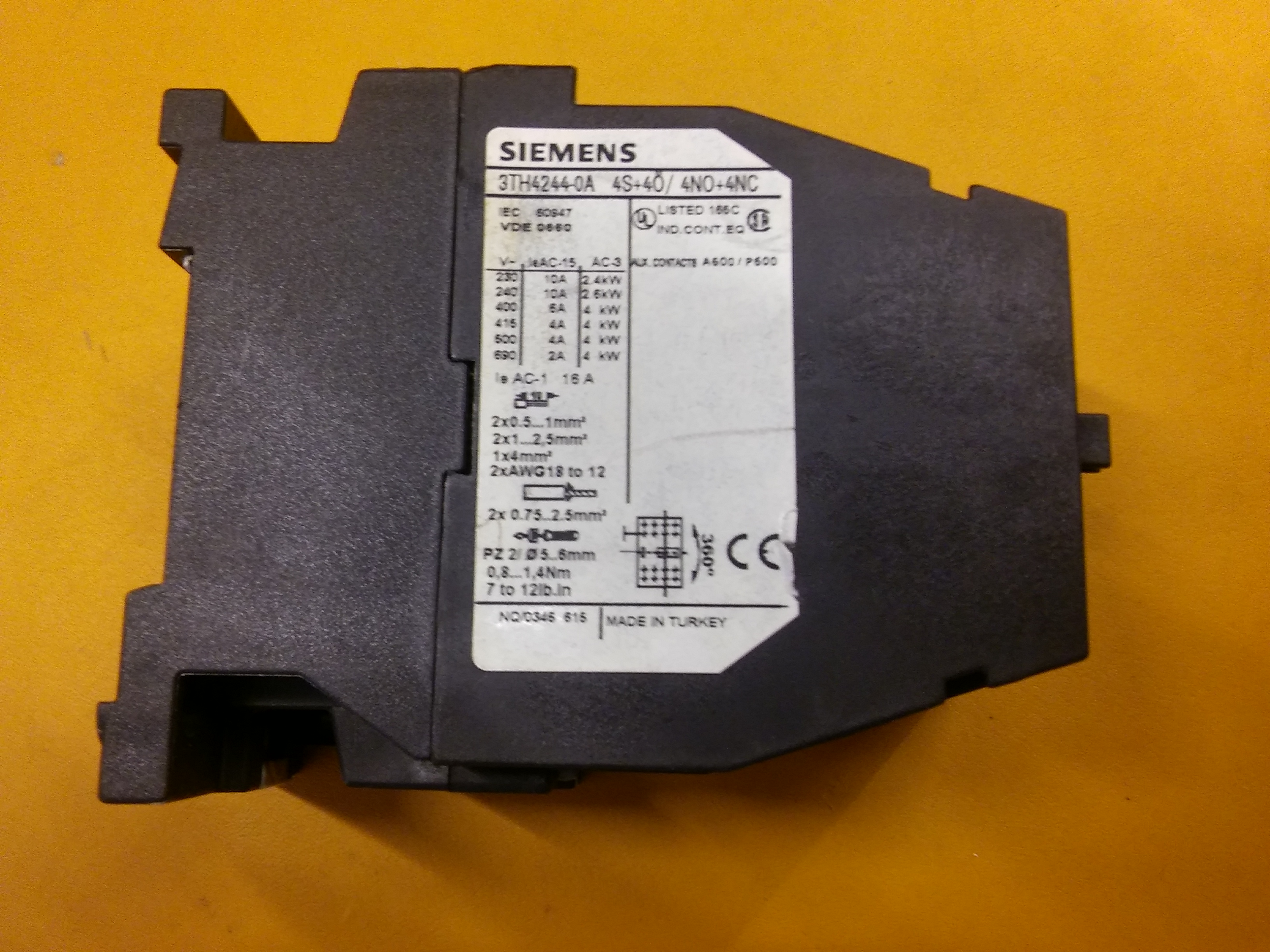 SIEMENS 3TH4244-0A 3TH42 44E 4 KUTUPLU 4 NC KONTAKLI KONTAKTÖR